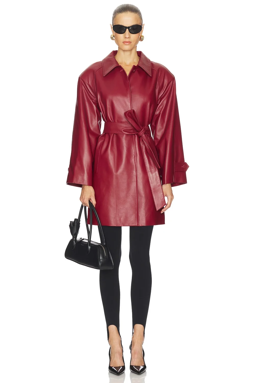 Leather Padded Midi Coat - 1