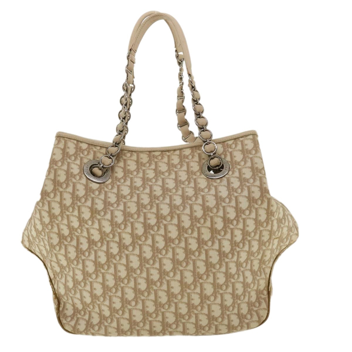 DIOR Trotter Canvas Chain Tote Bag Leather Beige - 2