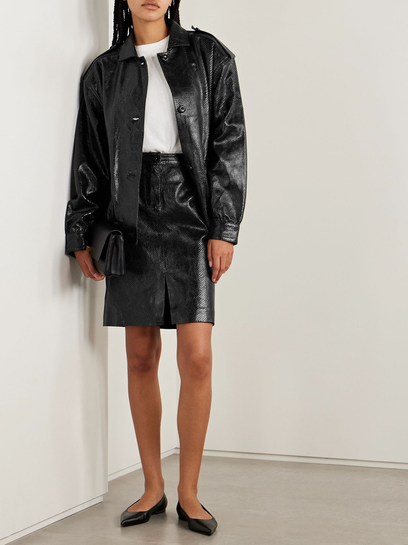 BLAZÉ MILANO Popeye snake-effect leather skirt Black outlook