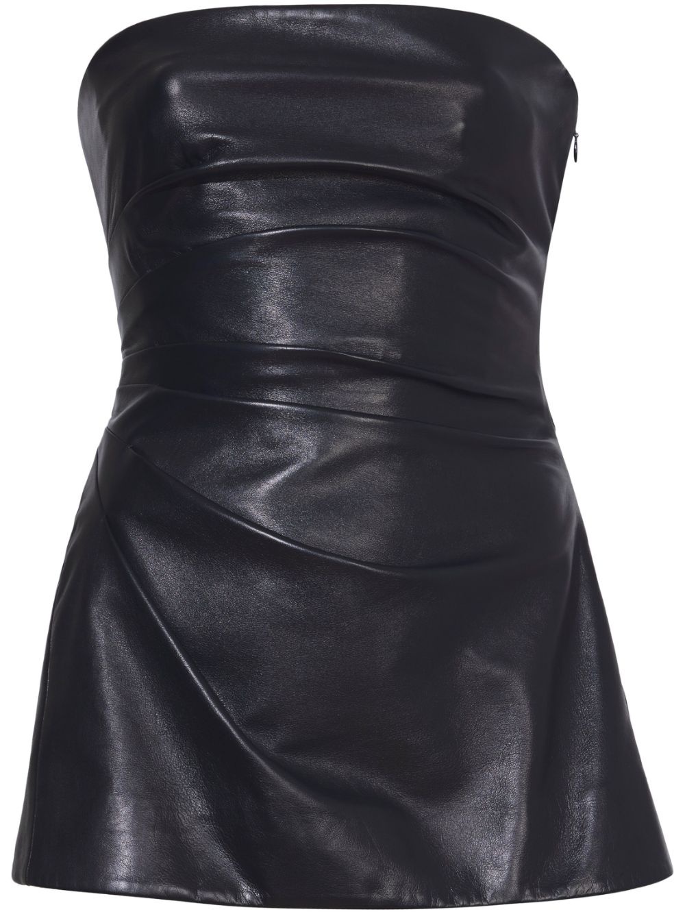 faux-leather strapless top - 1