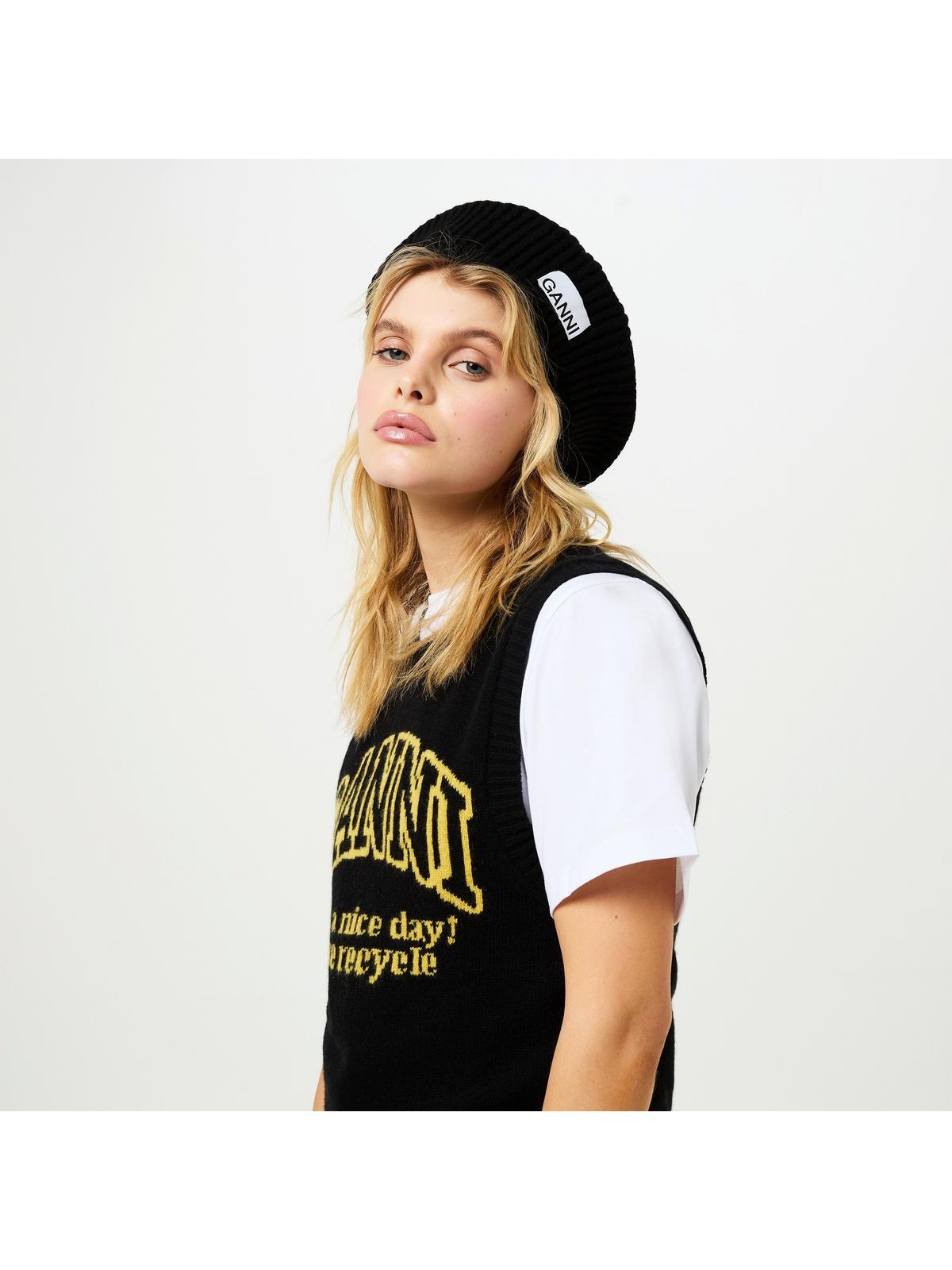 GANNI STRUCTURED RIBBED BERET | cruisefashion | REVERSIBLE