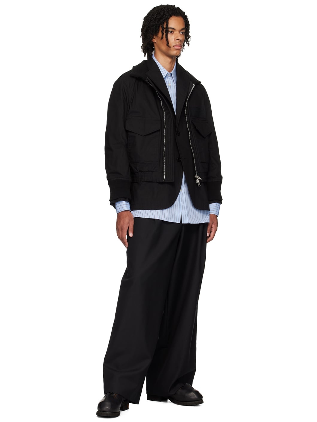 Black Flap Pocket Jacket - 5
