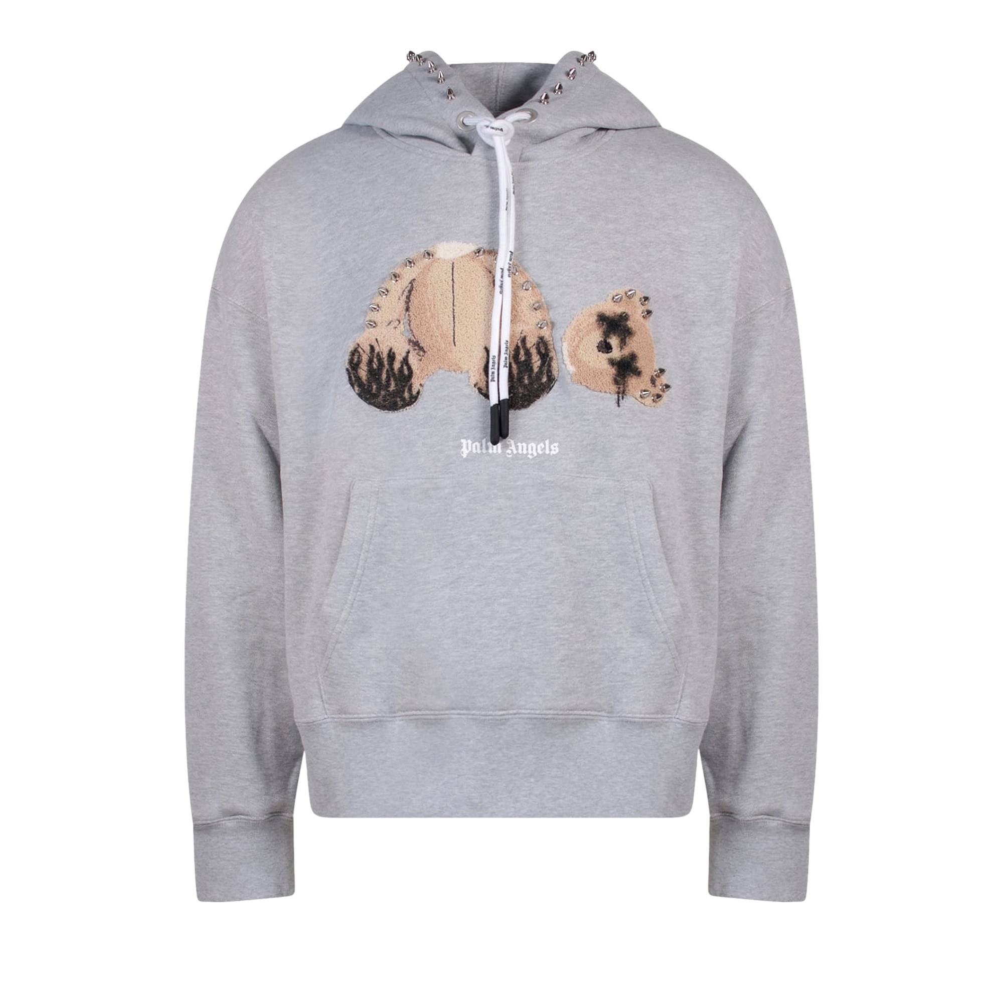 Palm Angels Papunk Bear Lurex Fleece Hoodie 'Melange Grey' - 1