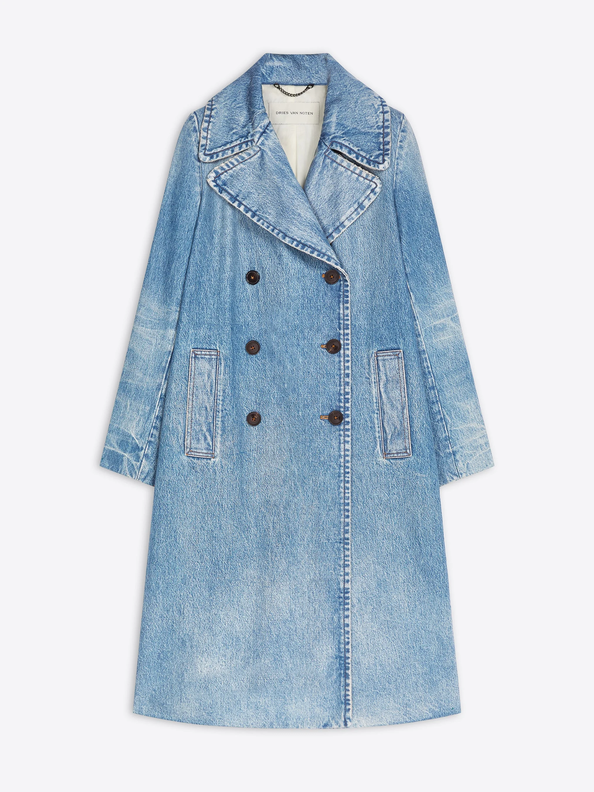DOUBLE BREASTED DENIM COAT - 1