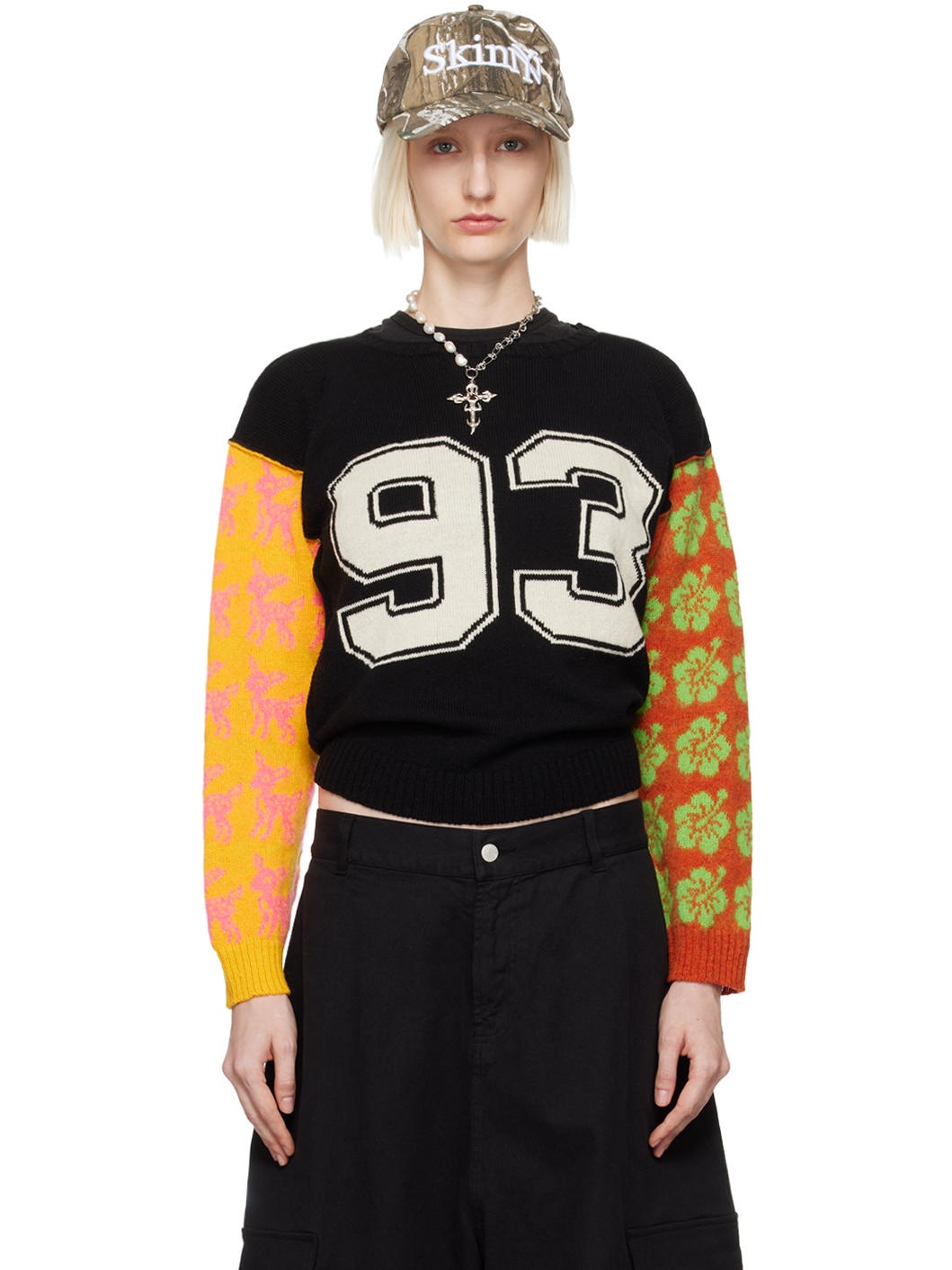Black & Multicolor Patchwork Sweater - 1