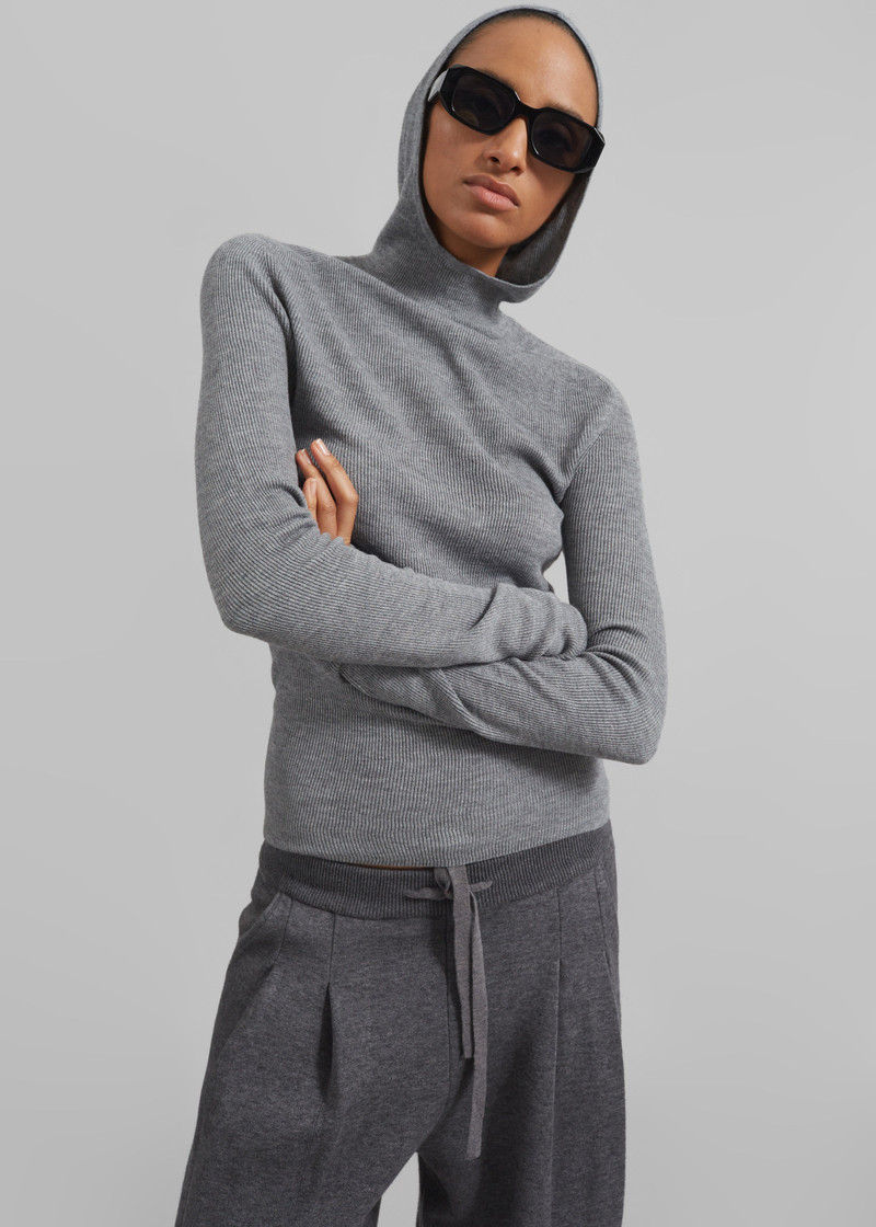Danae Hooded Knit Top - Grey 6