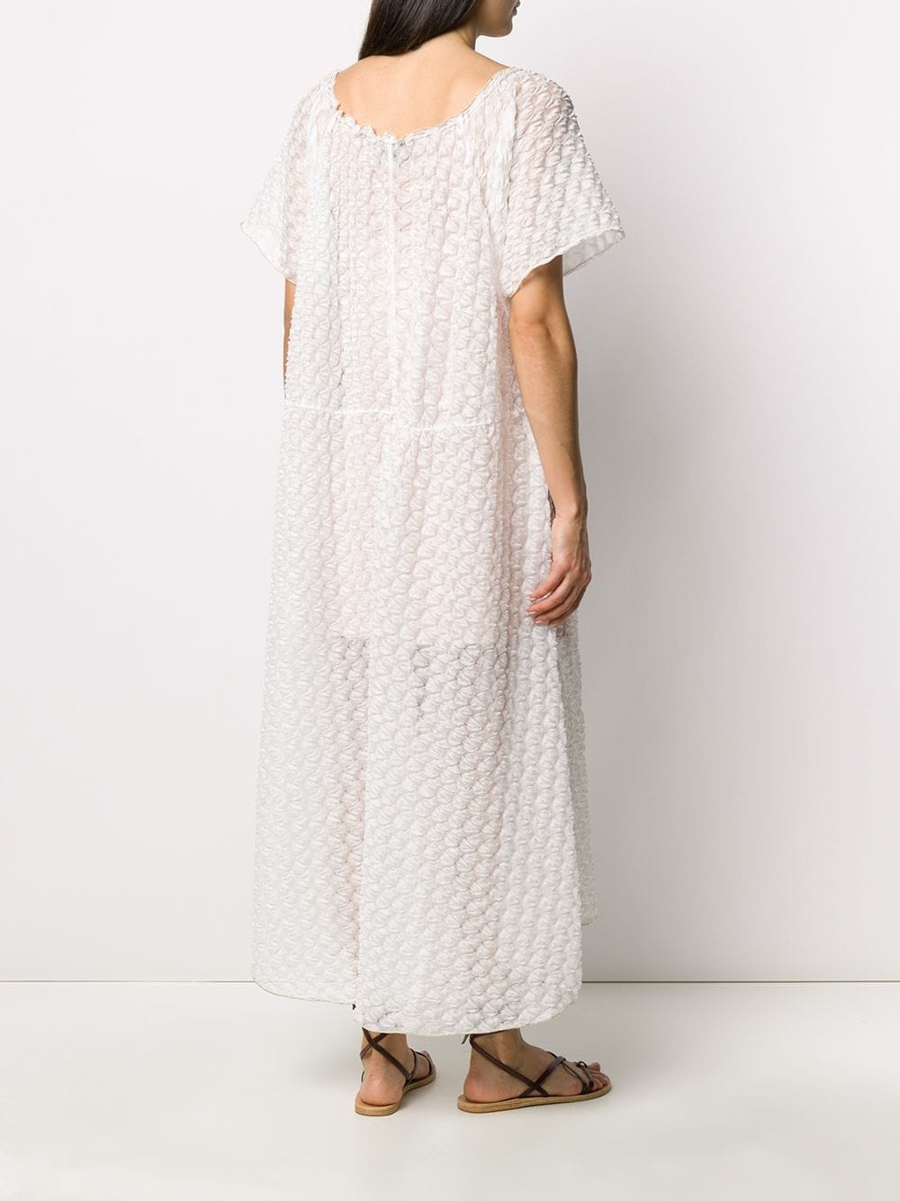 textured tie neck dress - 4