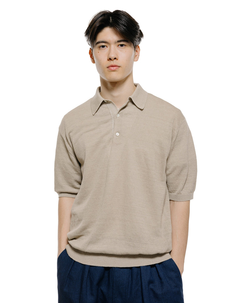 BEAMS PLUS Knit Polo Hemp Light Grey outlook