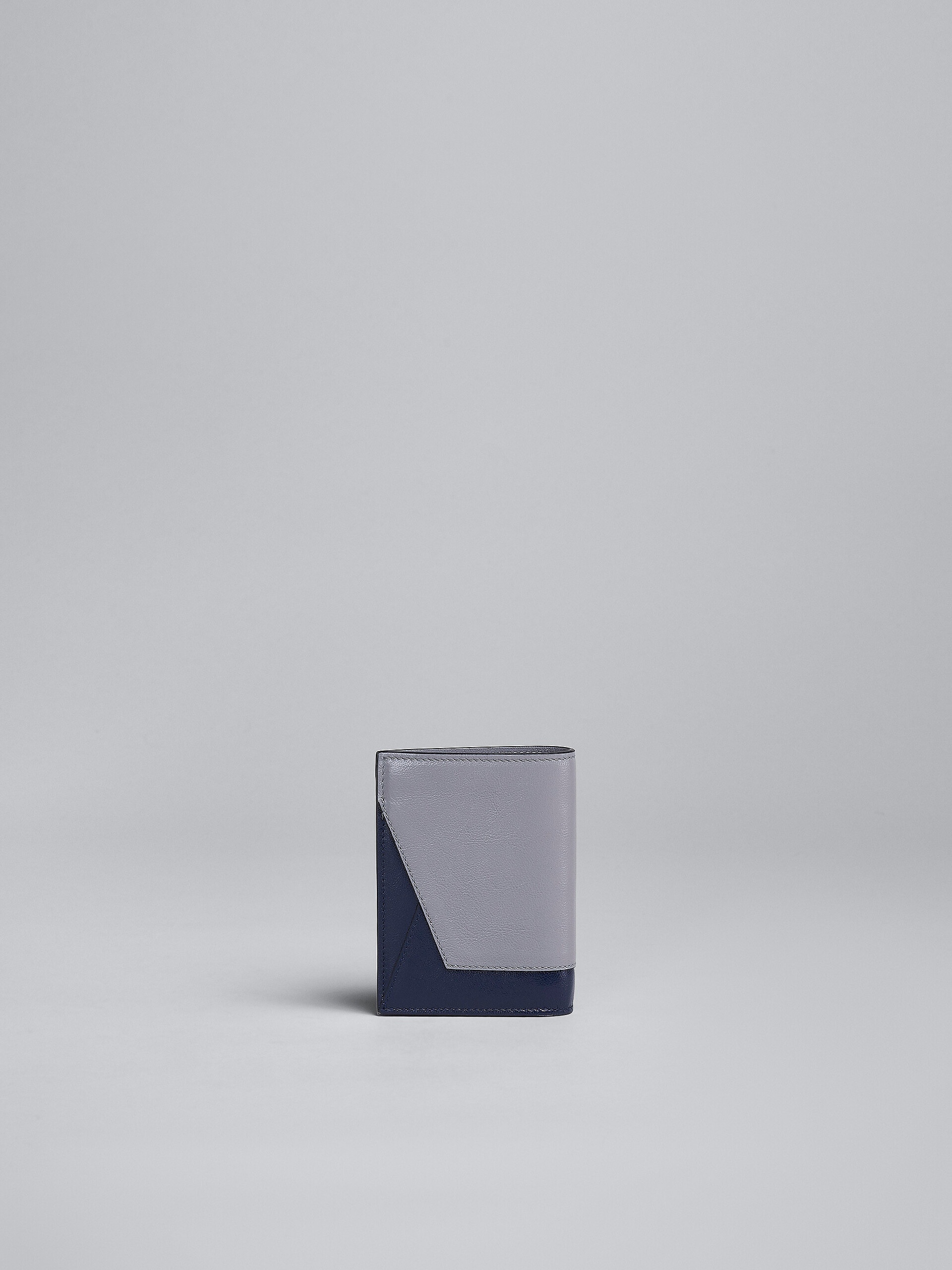 GREY AND BLUE LEATHER BI-FOLD WALLET - 3