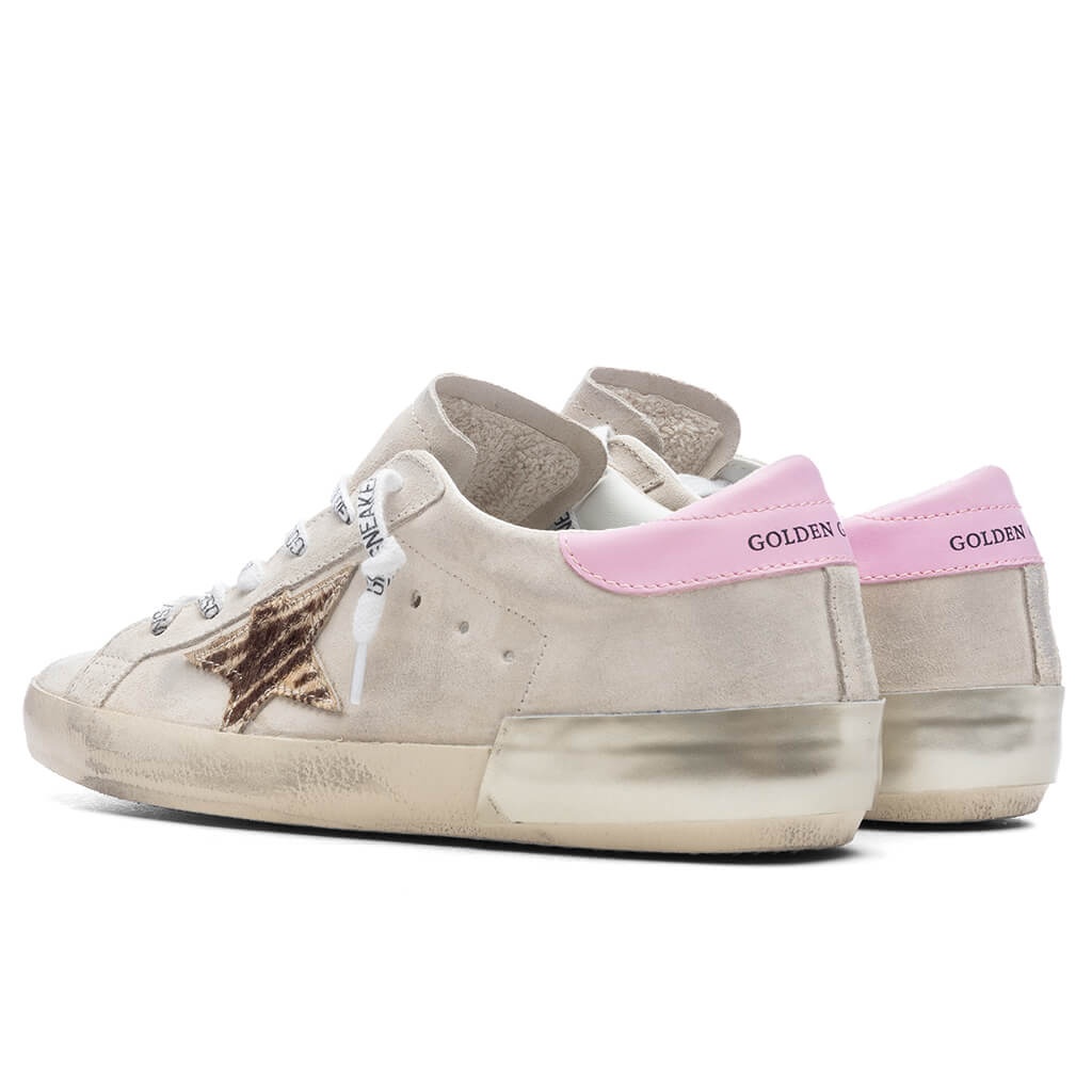 WOMEN'S SUPER STAR SUEDE UPPER ZEBRA PRINTED STAR - SEED PEARL/BUTTER BROWN ZEBRA/ORCHID PINK - 3