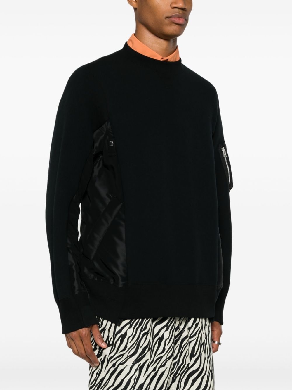 panelled crew-neck sweatshirt - 3