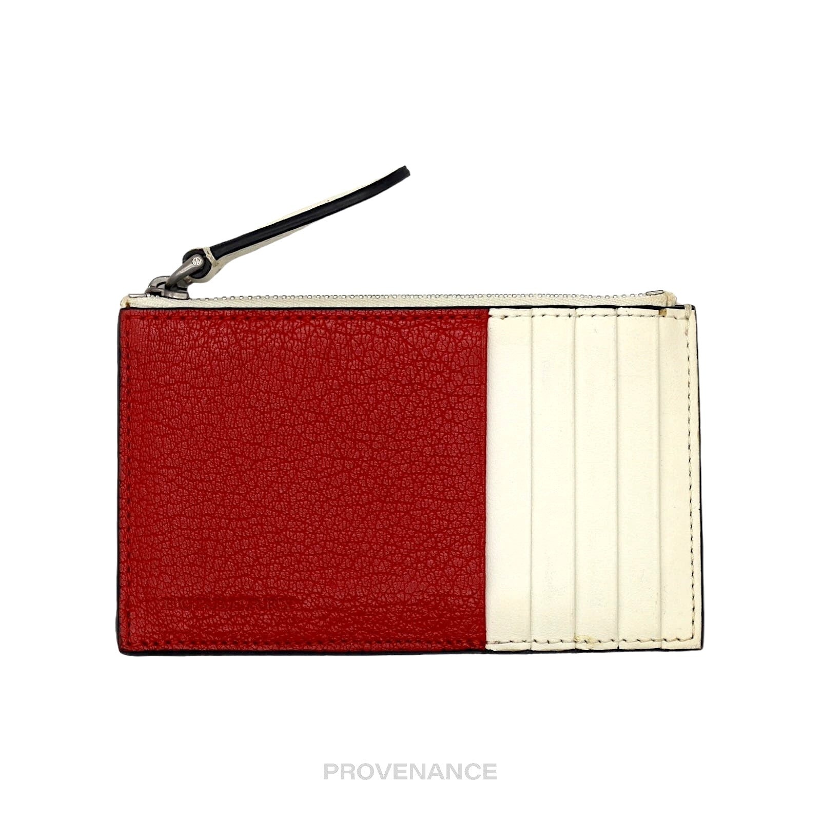 Burberry Two Tone Zip Card Wallet - Red/White - 2