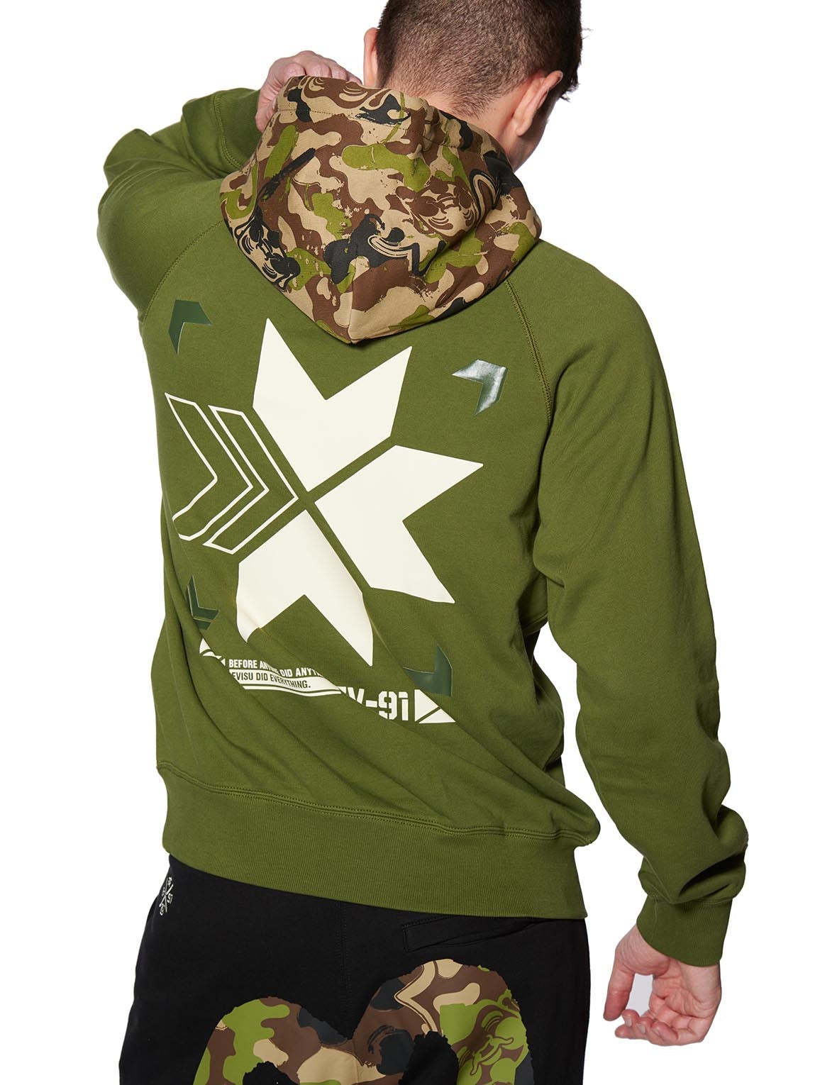 Color-blocking Seagull Print Hoodie - 4