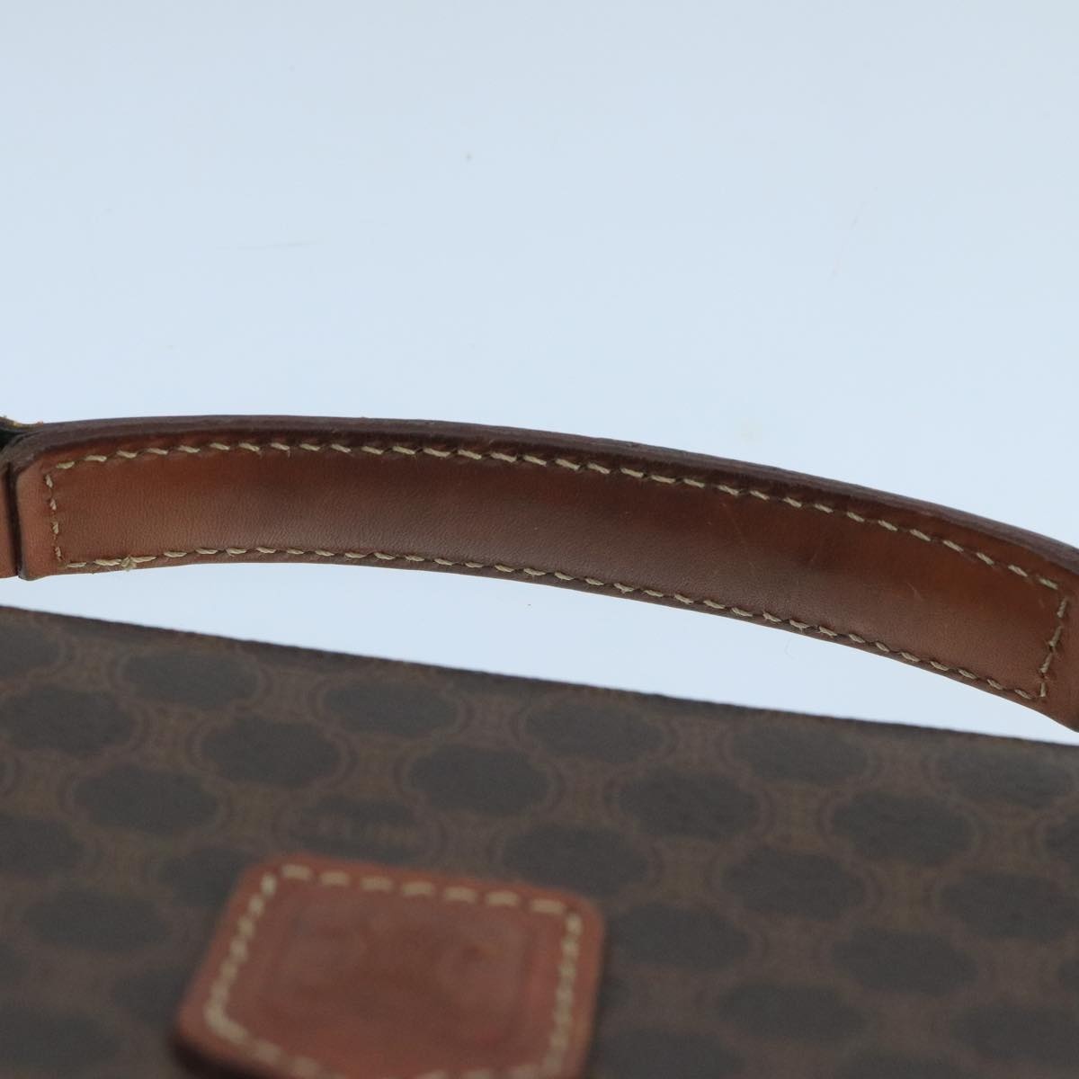 CELINE Macadam Canvas Hand Bag Pvc Leather Brown Gold - 8