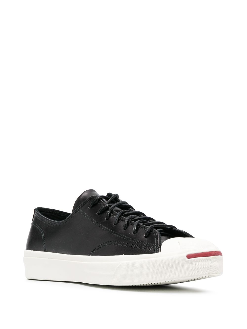 lace-up low-top leather trainers - 2