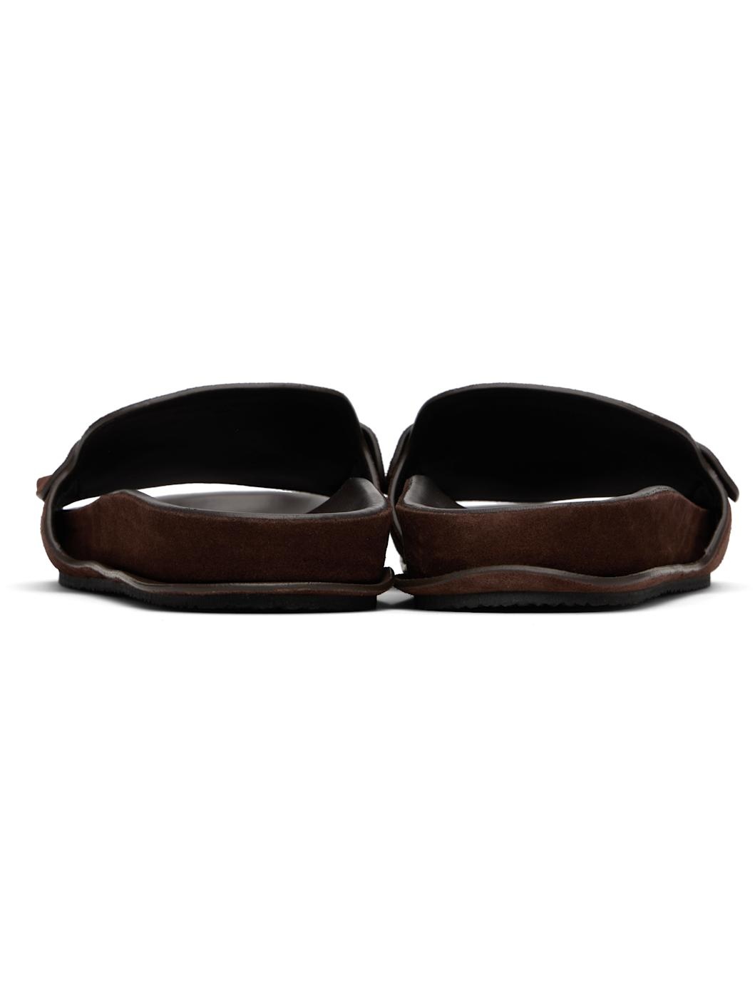 Brown Suede Loafer Sandals - 2
