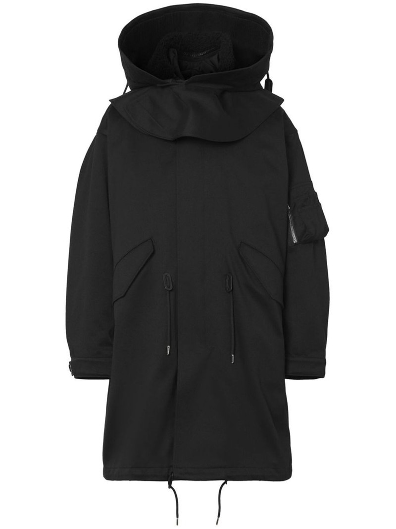 logo-print parka coat 1