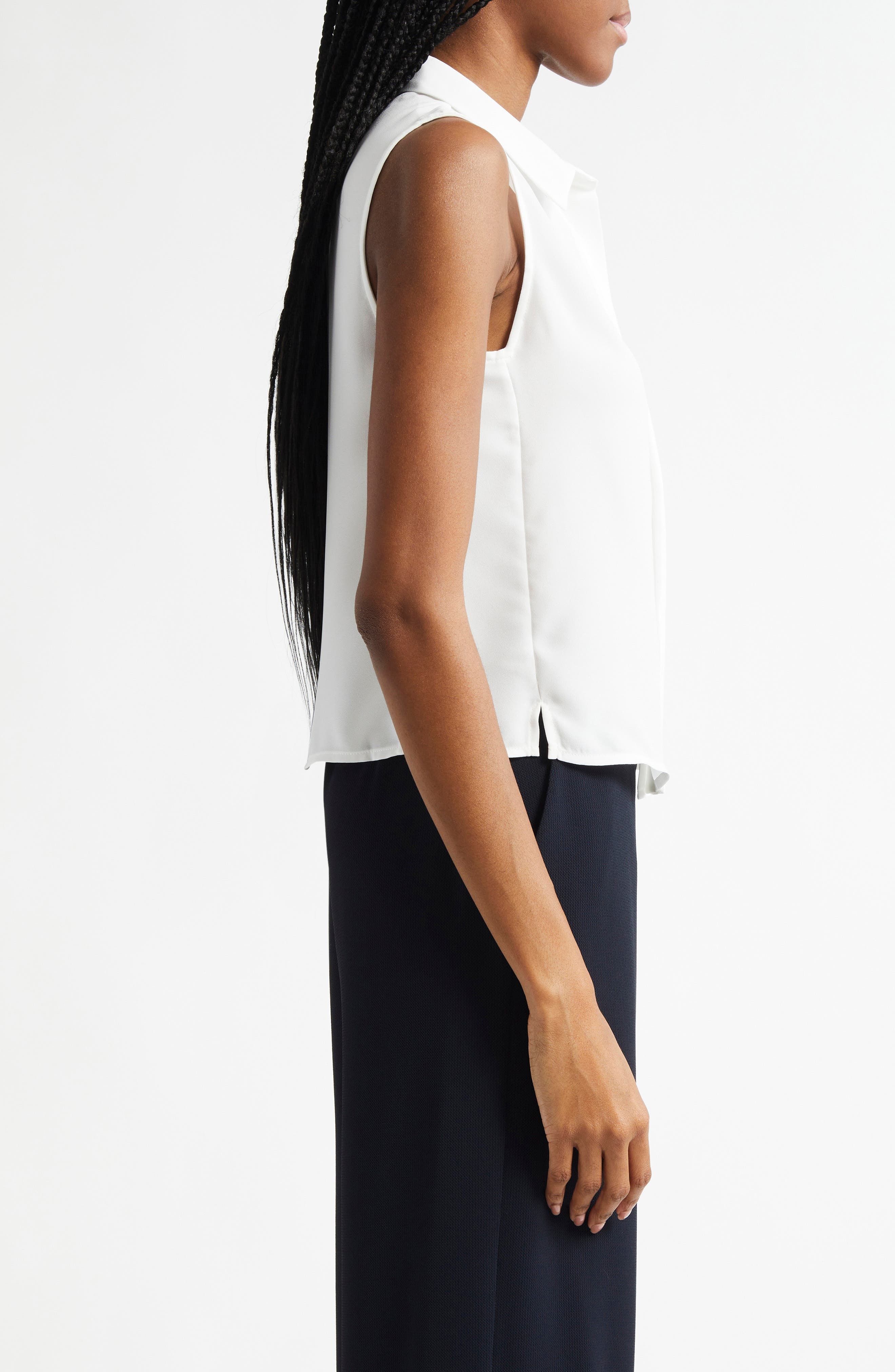 Emporio Armani Sleeveless Button-Up Shirt in Warm White at Nordstrom - 3