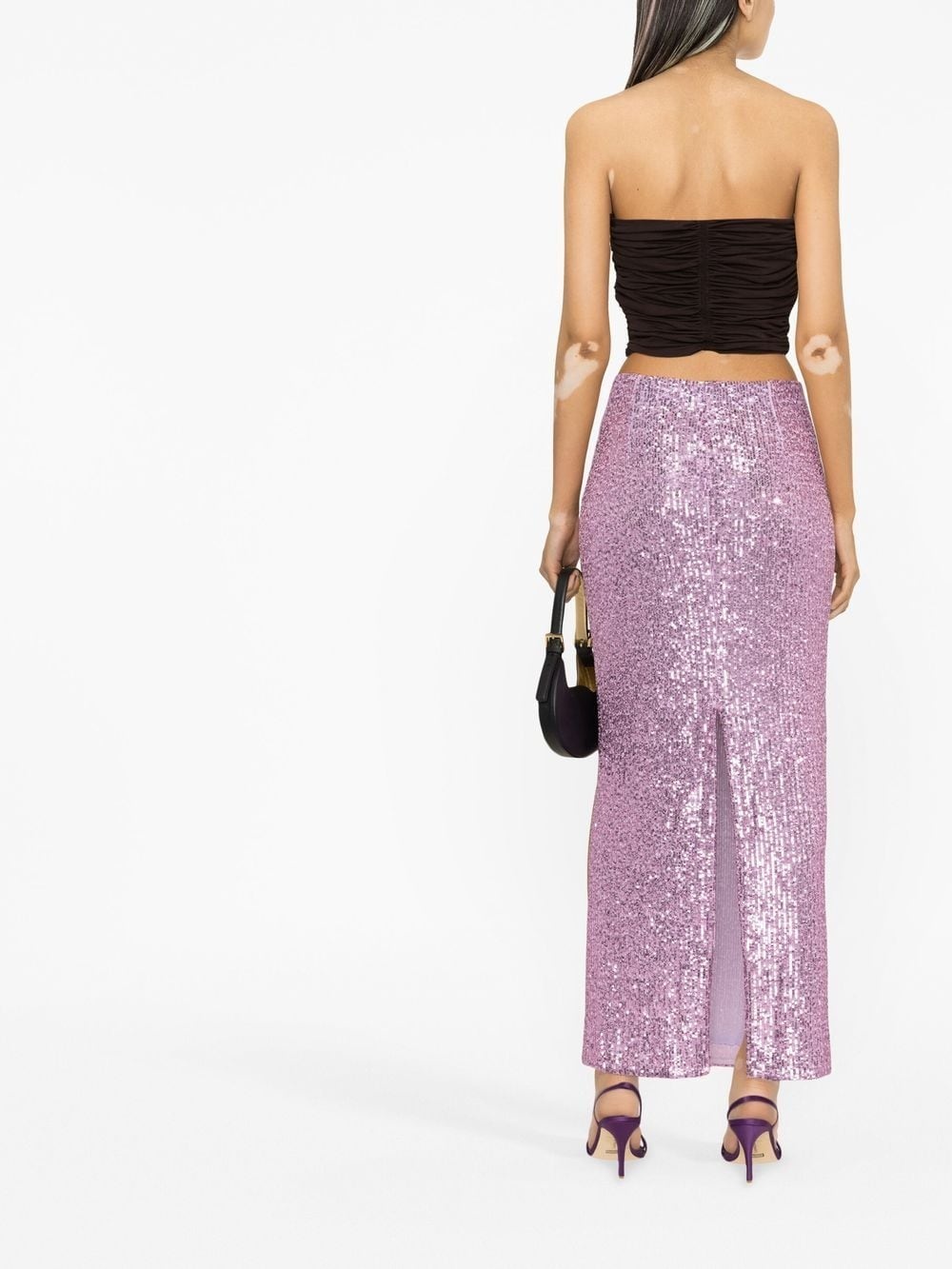 high-waist sequinned maxi skirt - 3