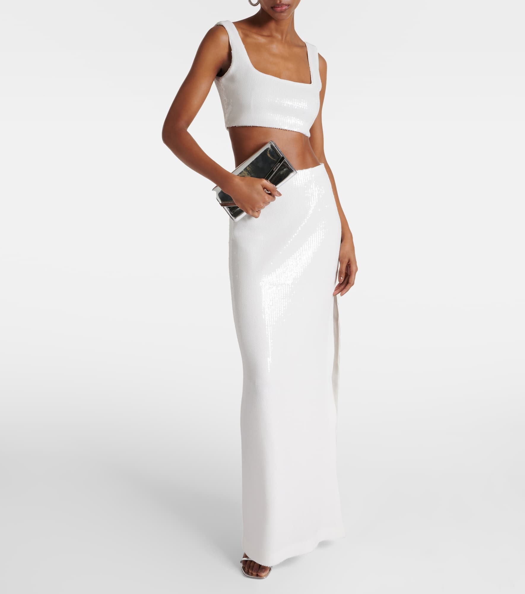 Bridal Beating Heart sequined crop top - 2