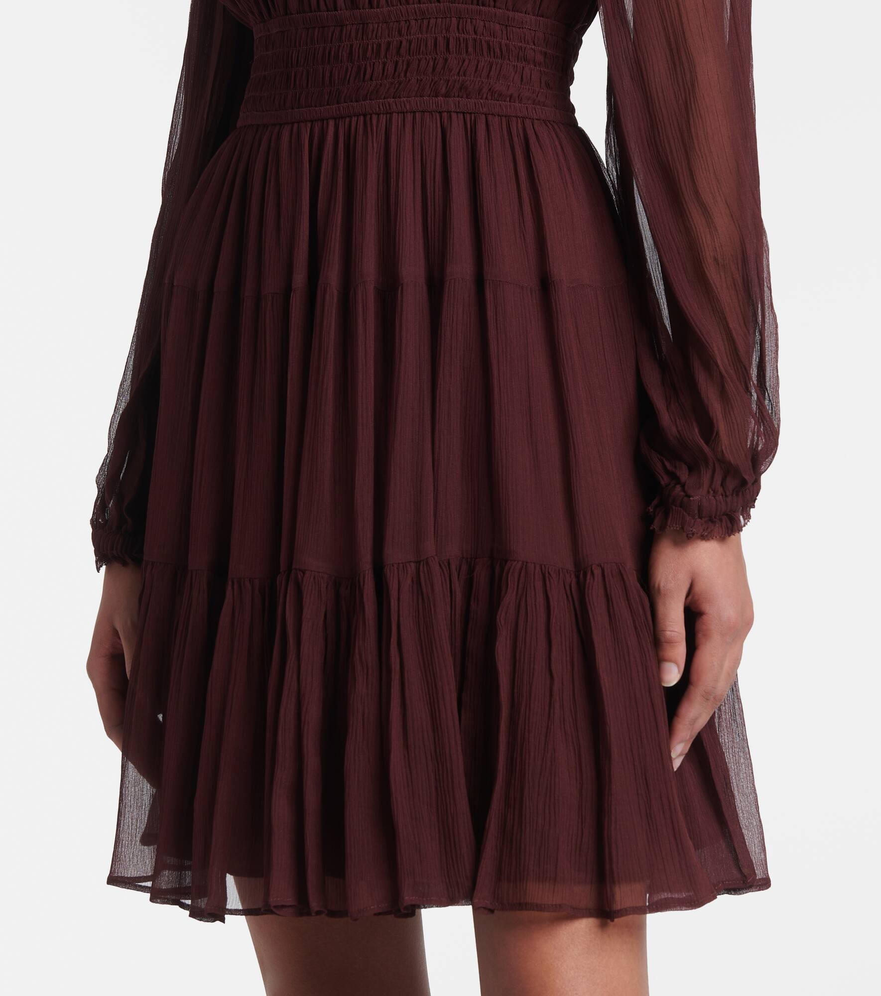 Ava tie-neck silk chiffon minidress - 5