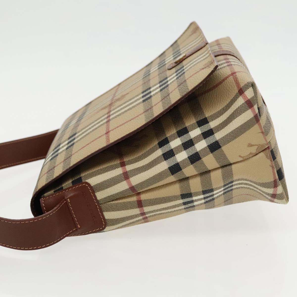 Burberry Nova Check Shoulder Bag Pvc Leather Beige - 4