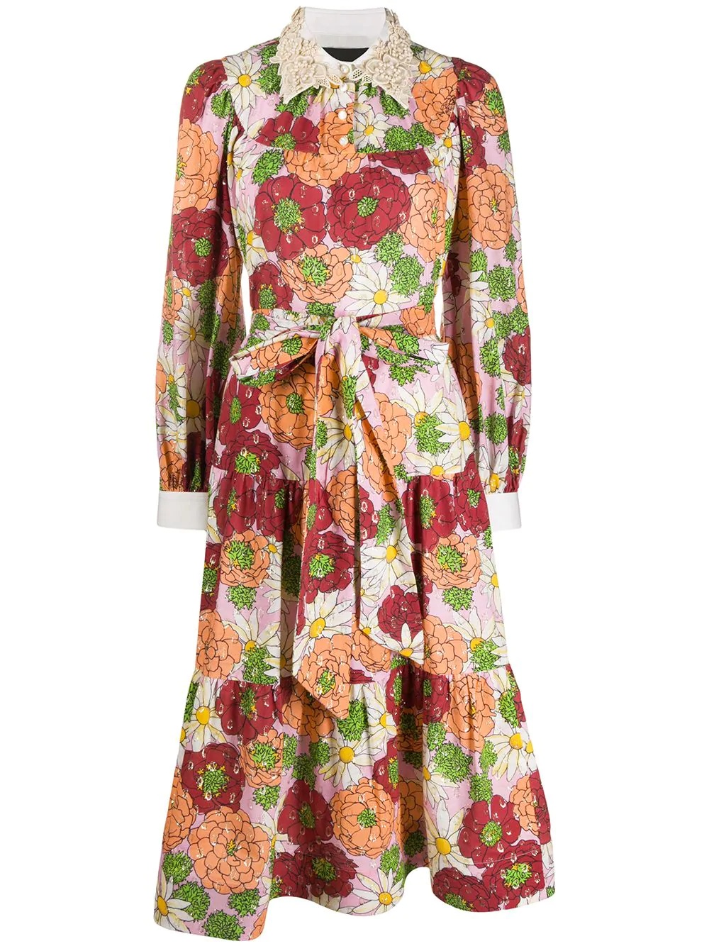 floral print silk dress - 1