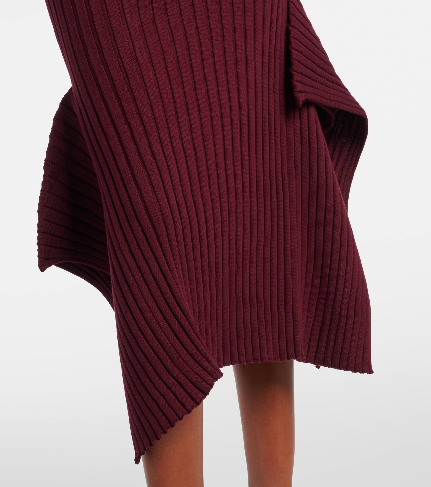 Asymmetric ribbed-knit midi skirt - 5