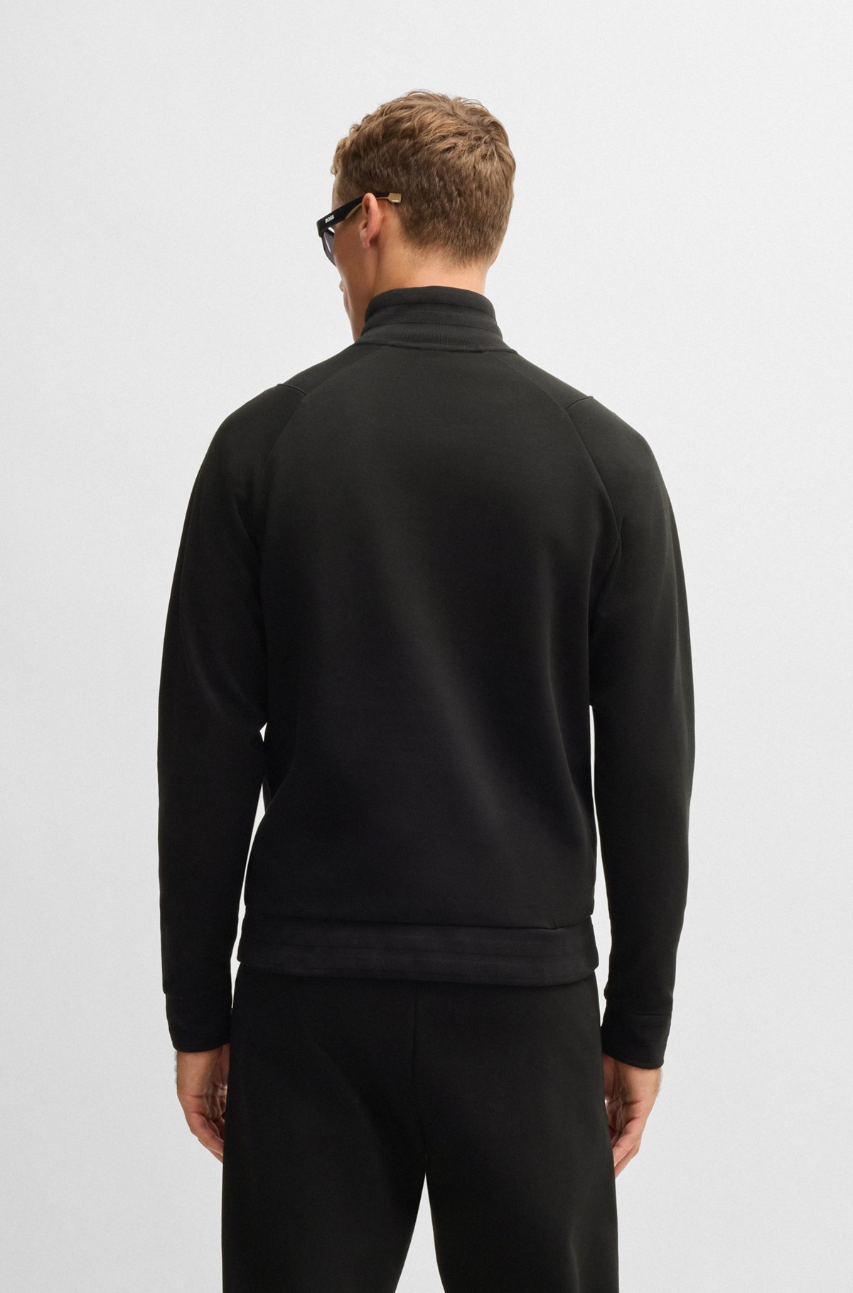 COTTON ZIP-NECK SWEATSHIRT WITH DOUBLE B MONOGRAM - 5