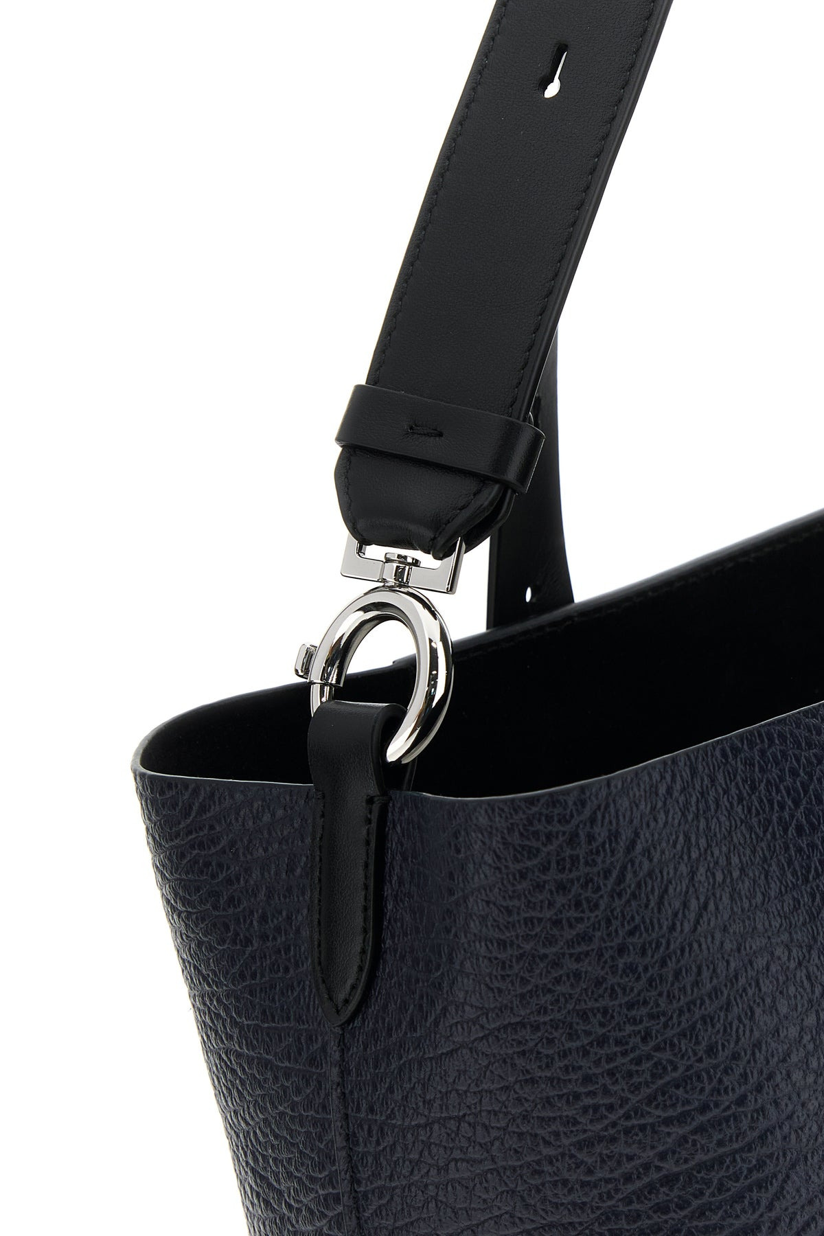 Midnight blue leather Vertical shopping bag - 4