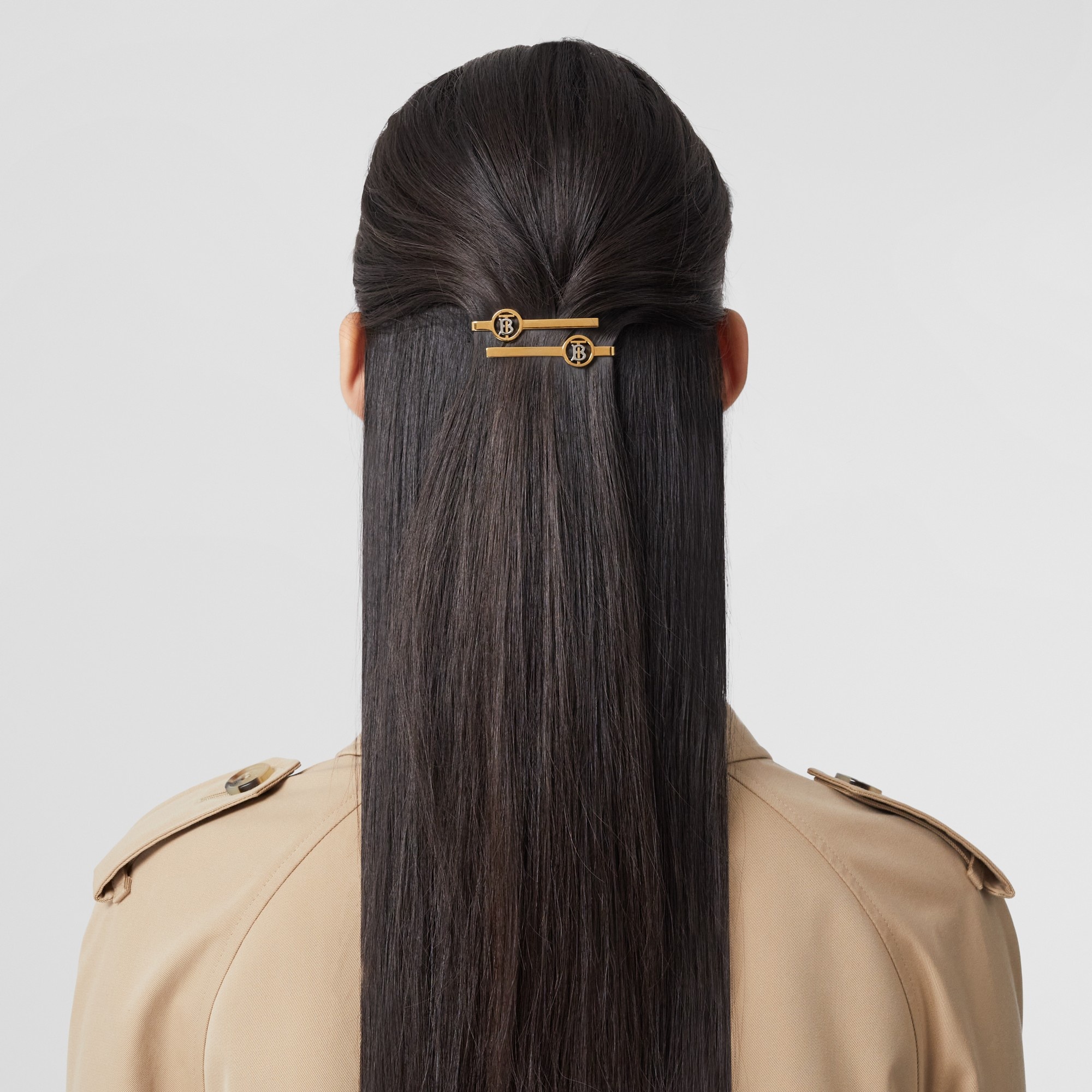 Gold and Palladium-plated Monogram Motif Hair Pins - 3