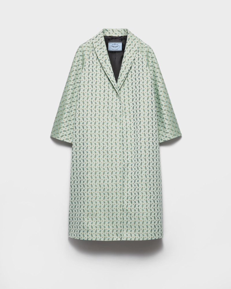 Single-breasted floral jacquard duchesse coat 1