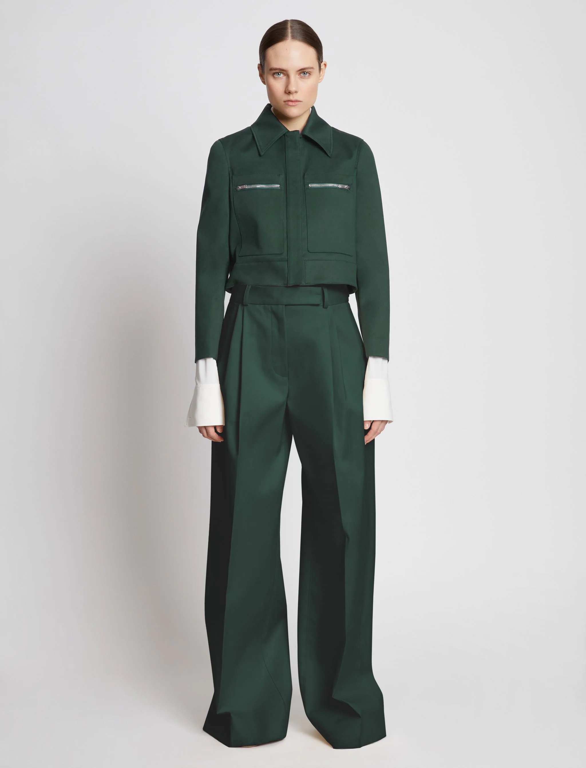 Cotton Gabardine Cropped Jacket - 3
