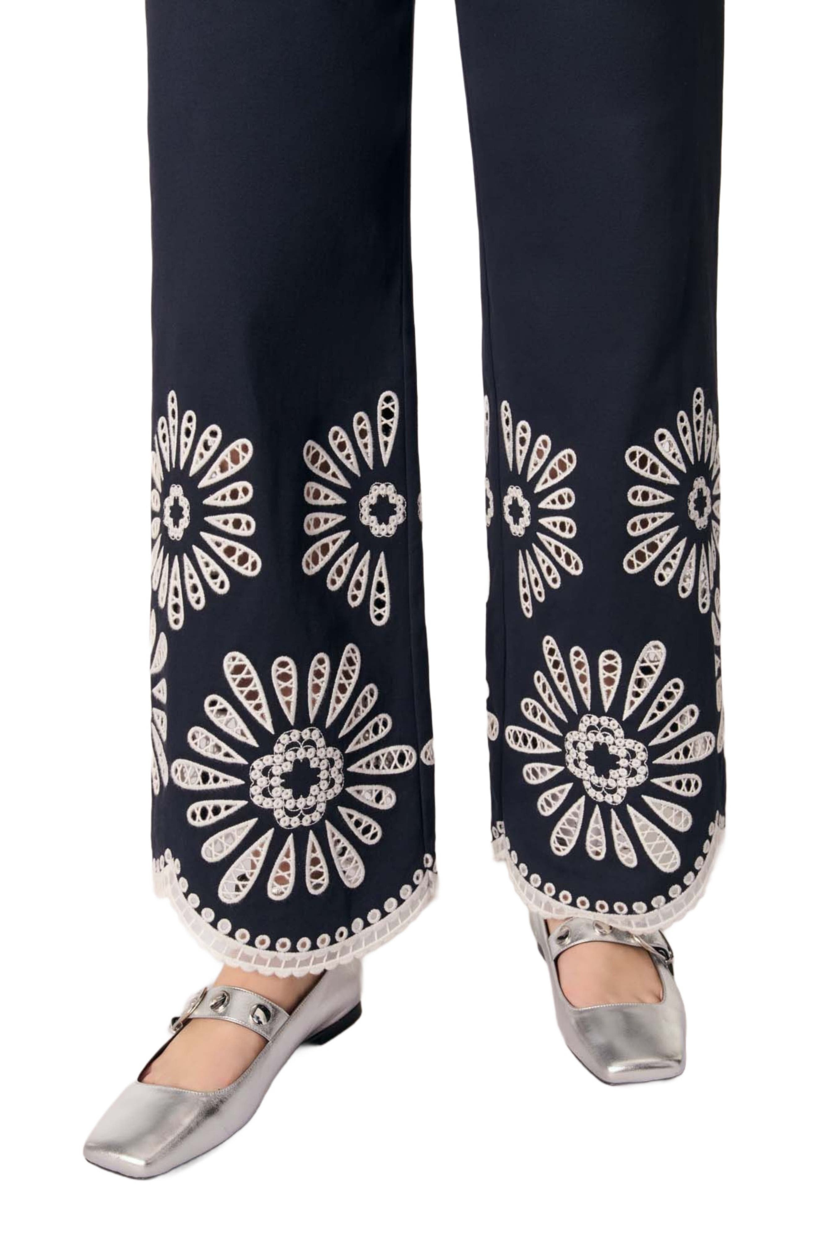 maje Trousers with crochet detail in Navy at Nordstrom - 5