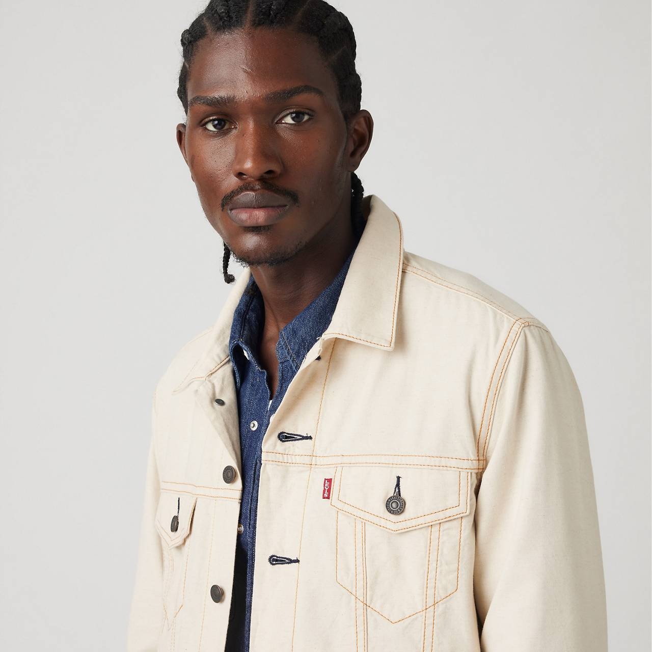 COTTON LINEN TRUCKER JACKET - 5
