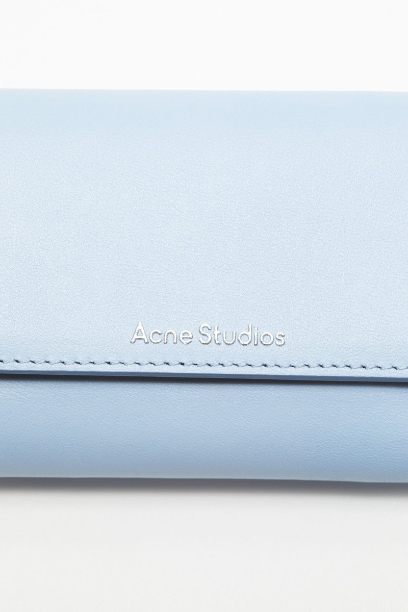 Trifold leather wallet - Baby blue/brown 5