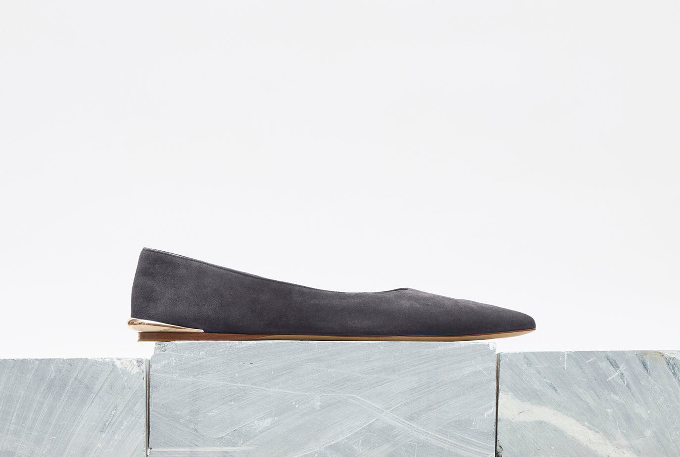 Fleur Ballerina Flat Shoe in Charcoal Suede - 5
