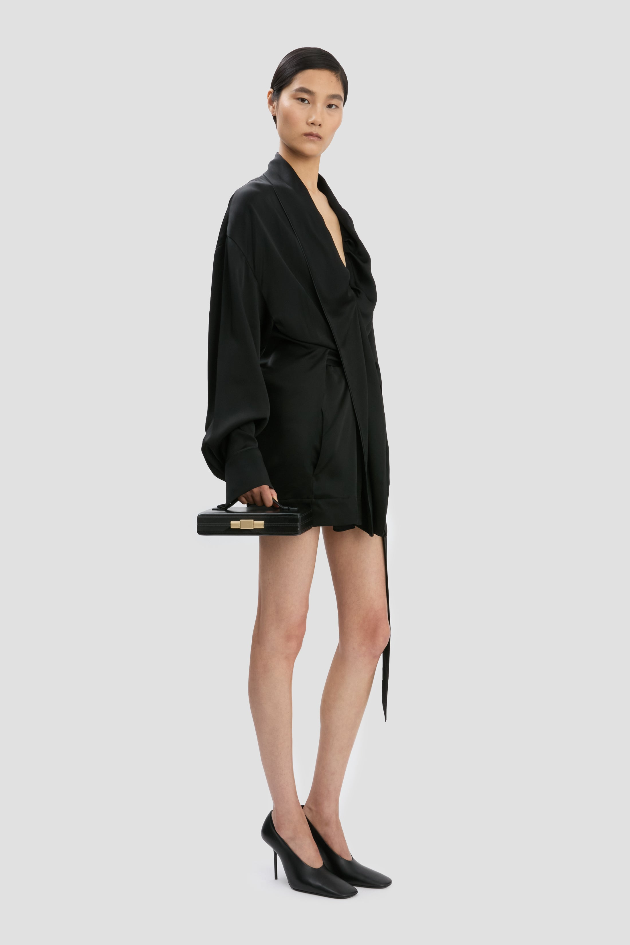 Box Clutch In Black Smooth Leather - 2