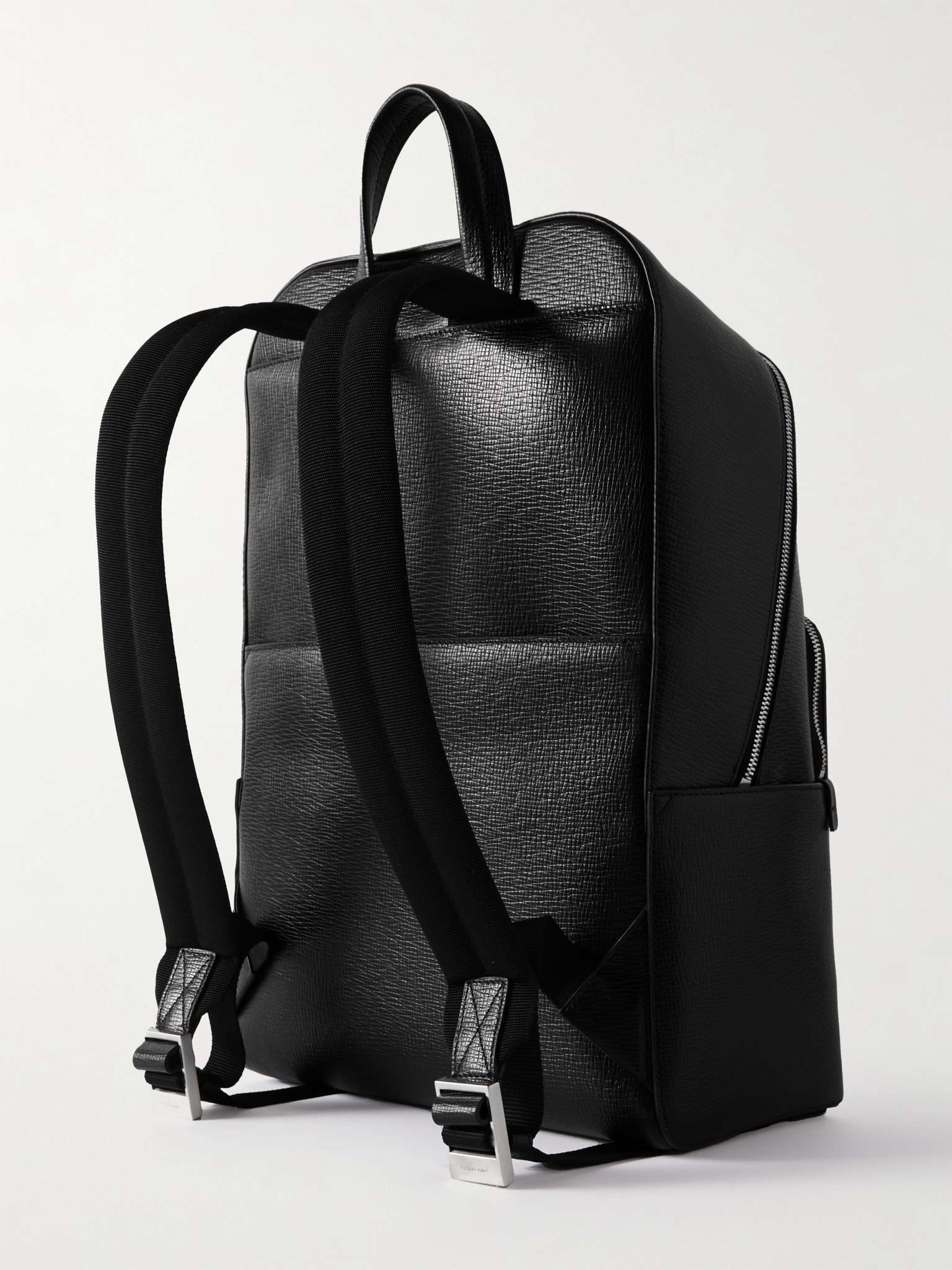 Embossed Cross-Grain Leather Backpack - 4
