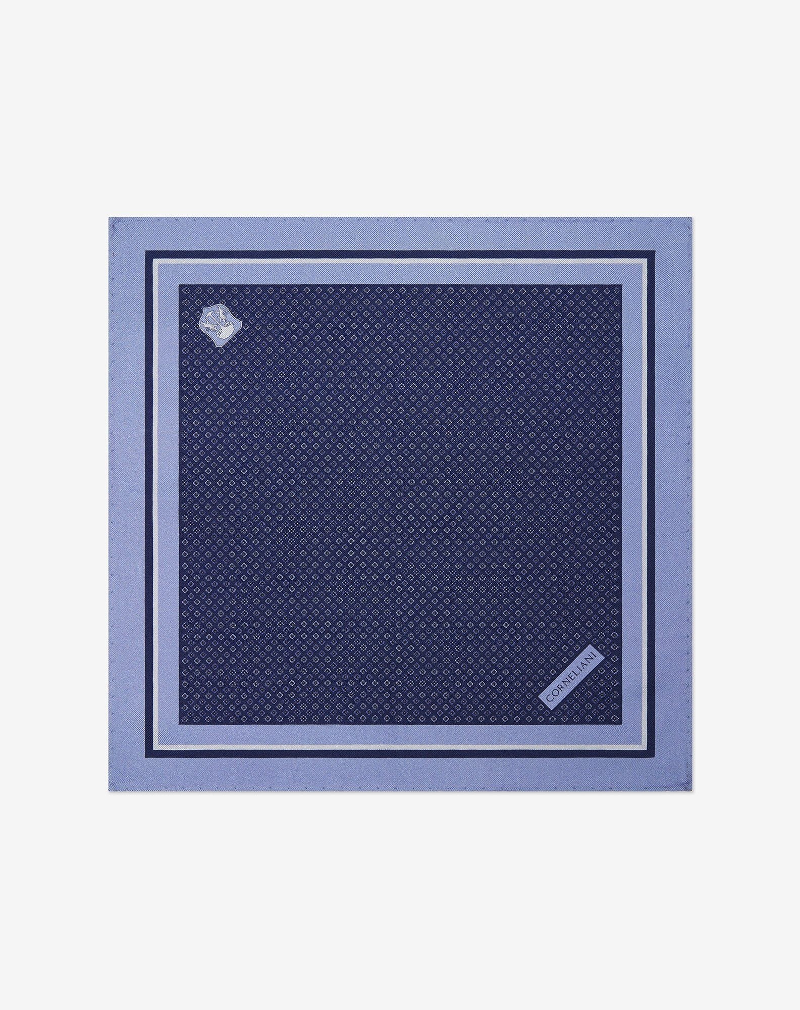 Blue/yellow pure silk pocket square - 1
