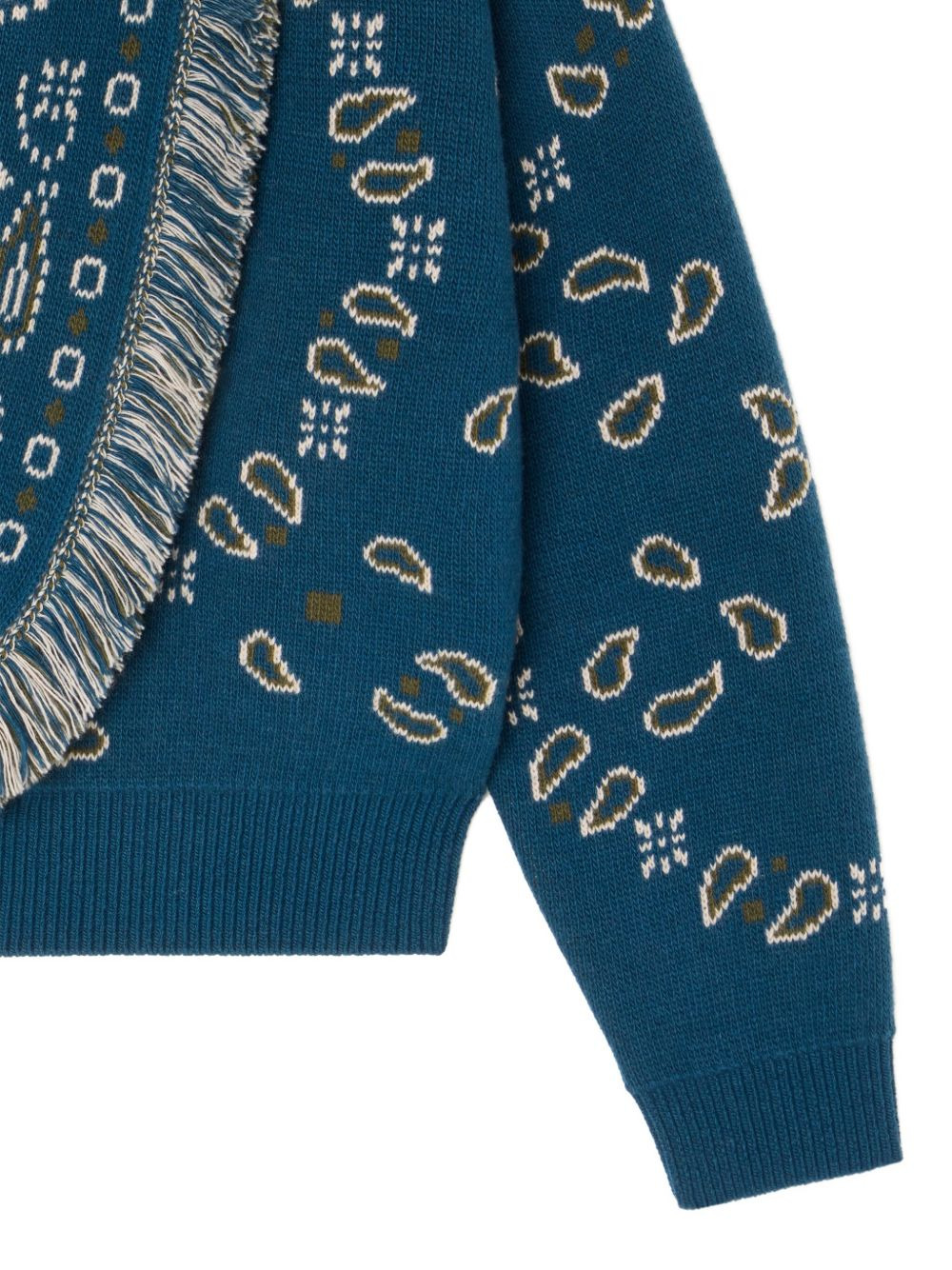paisley-jacquard fringed cardigan - 5