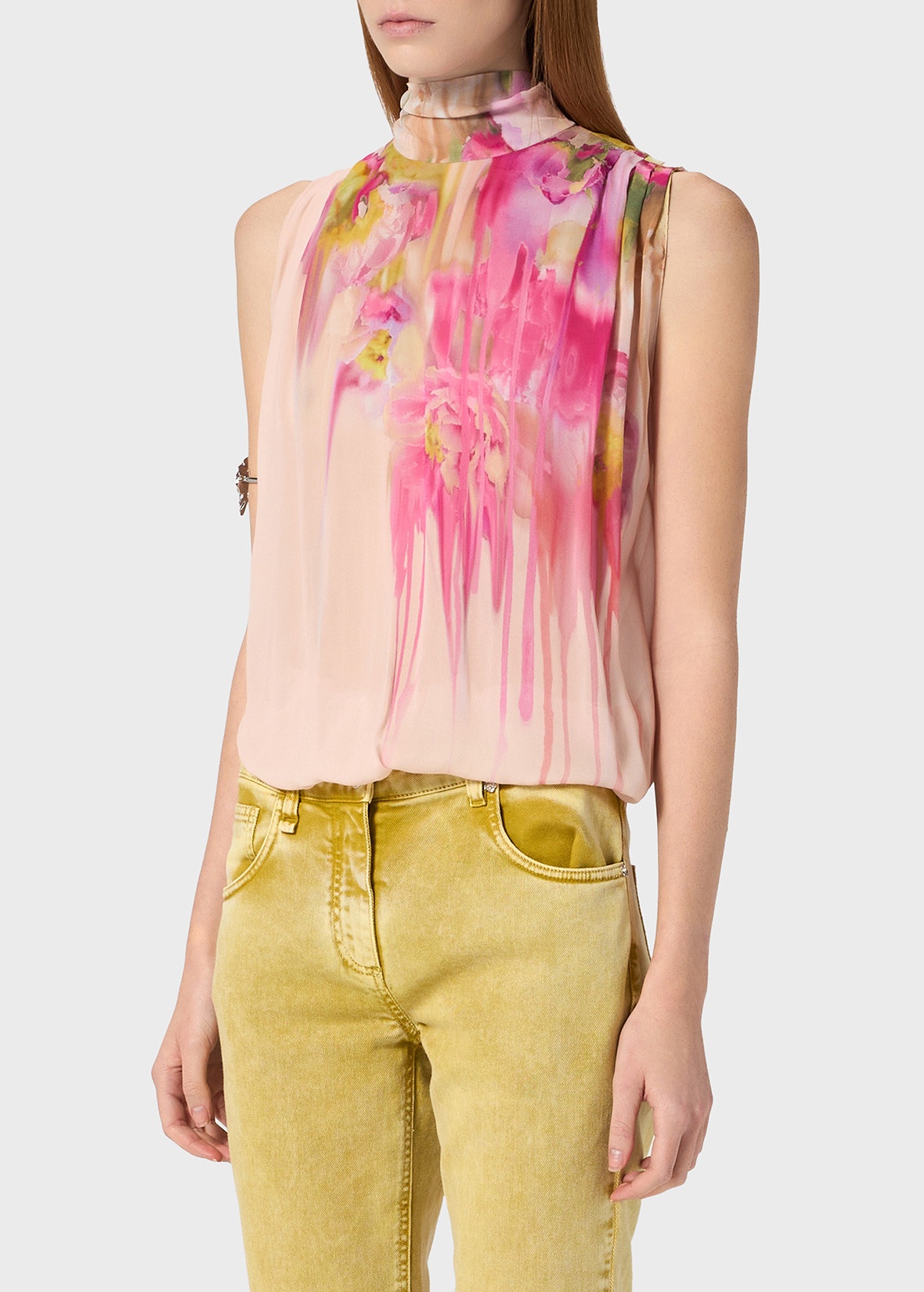 GEORGETTE TOP WITH LIQUID FLOWER PRINT - 5
