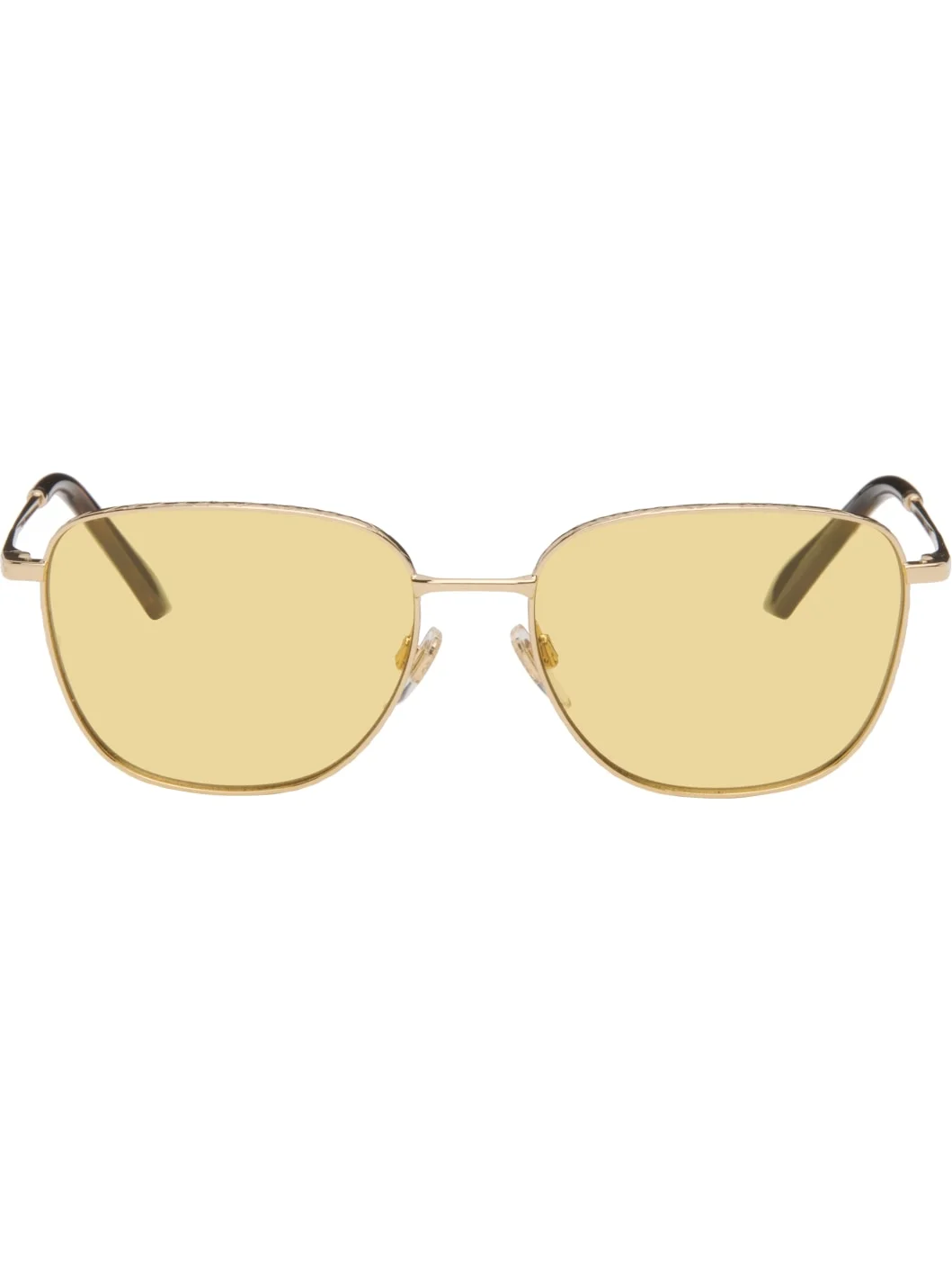 Gold Metal Check Square Sunglasses - 1