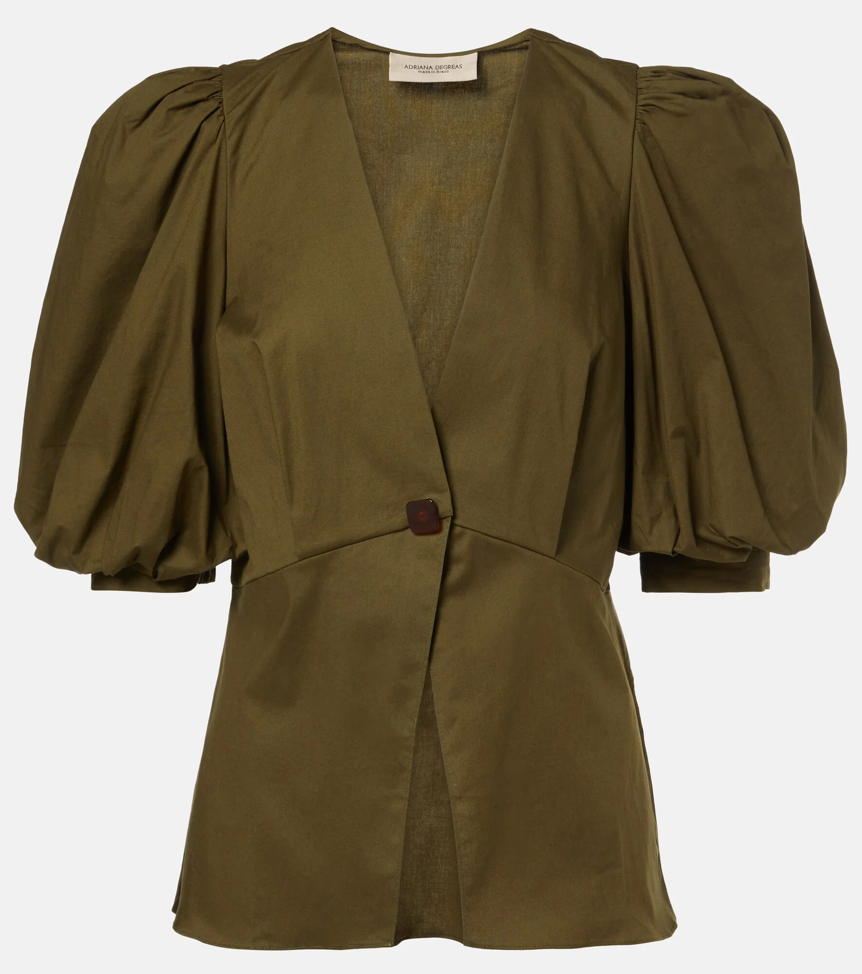Puff-sleeve cotton-blend top - 1