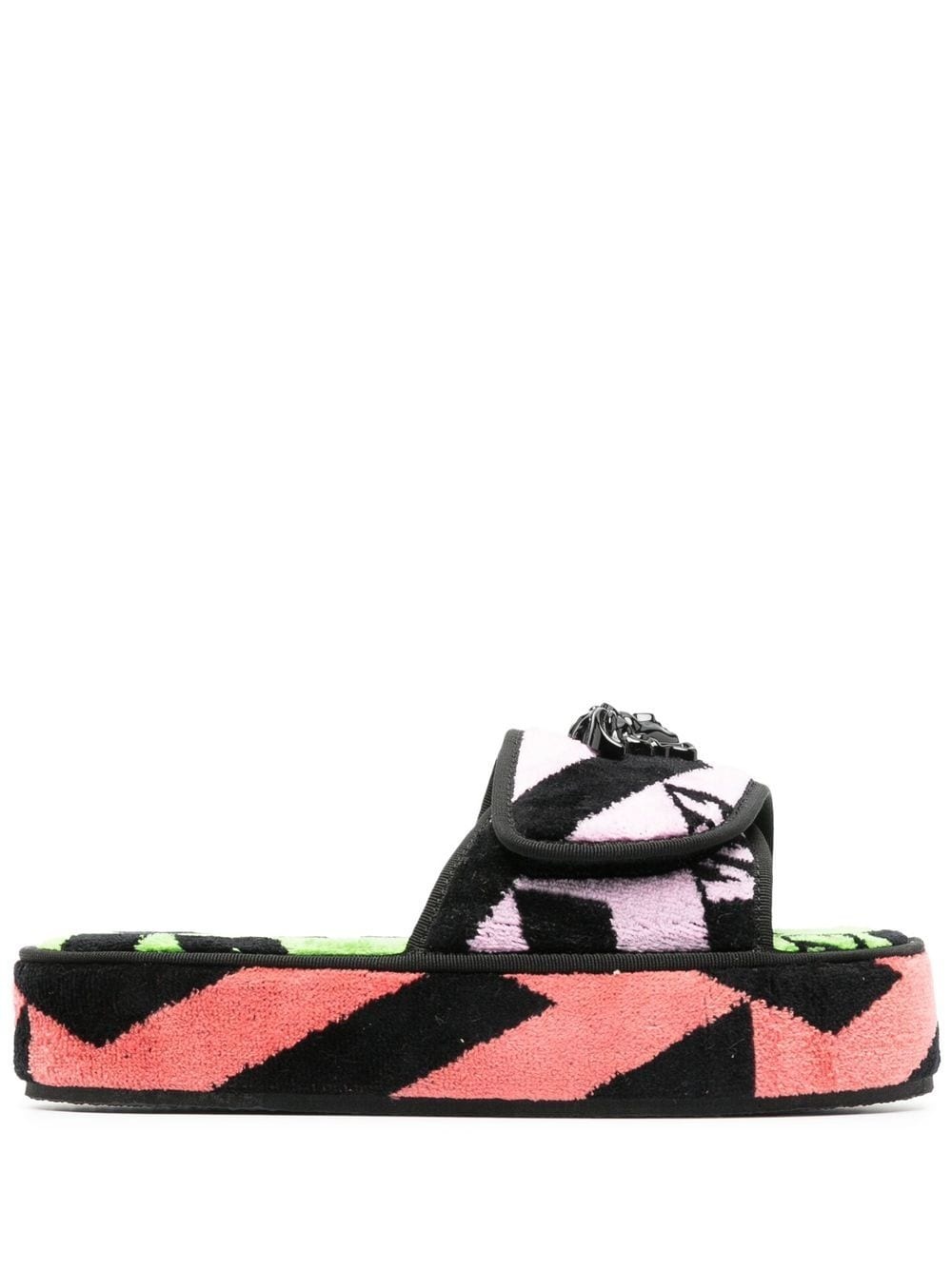 Greca-print terrycloth platform sandals - 1