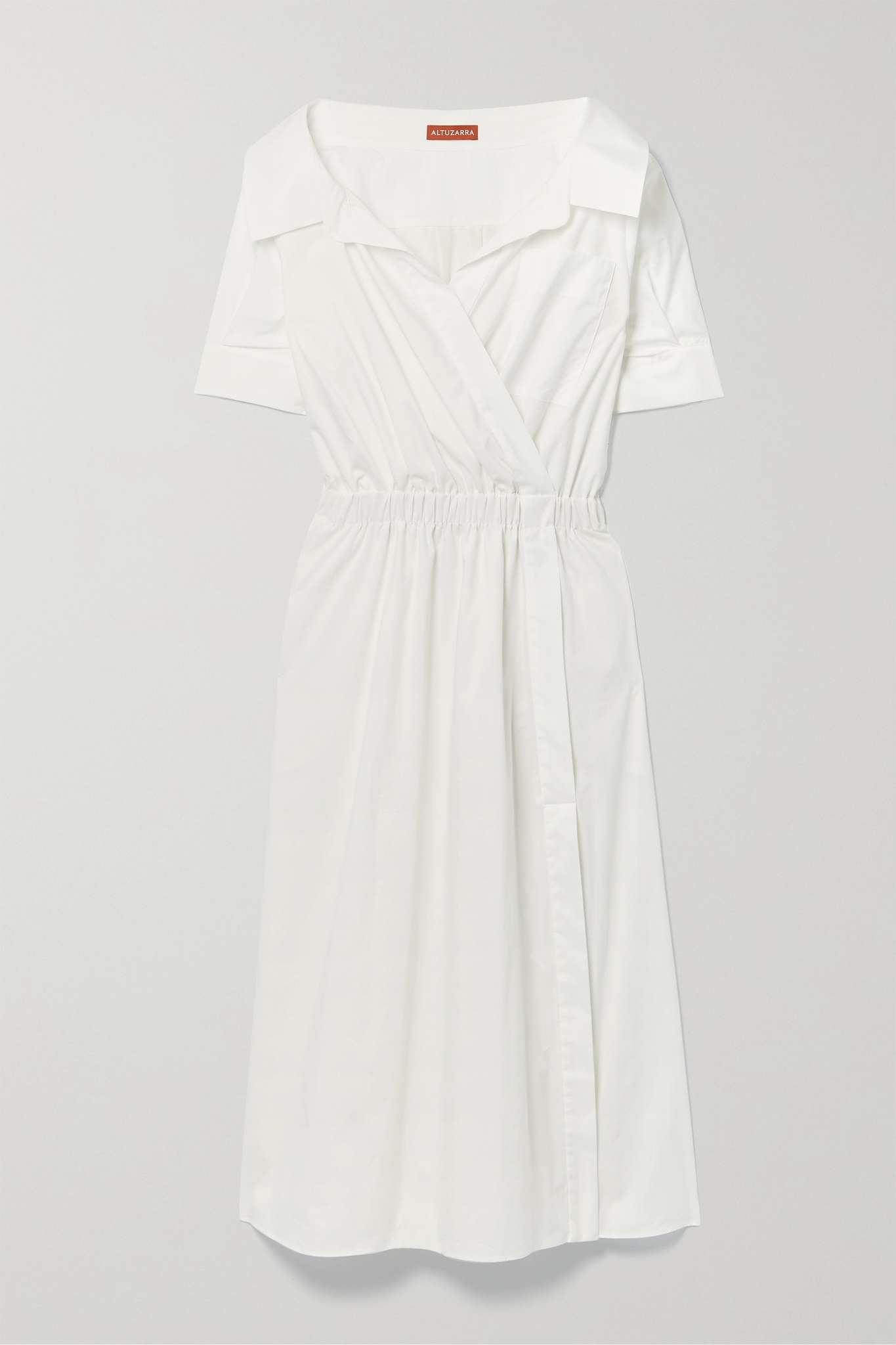 Lydia gathered cotton-blend poplin midi shirt dress - 1