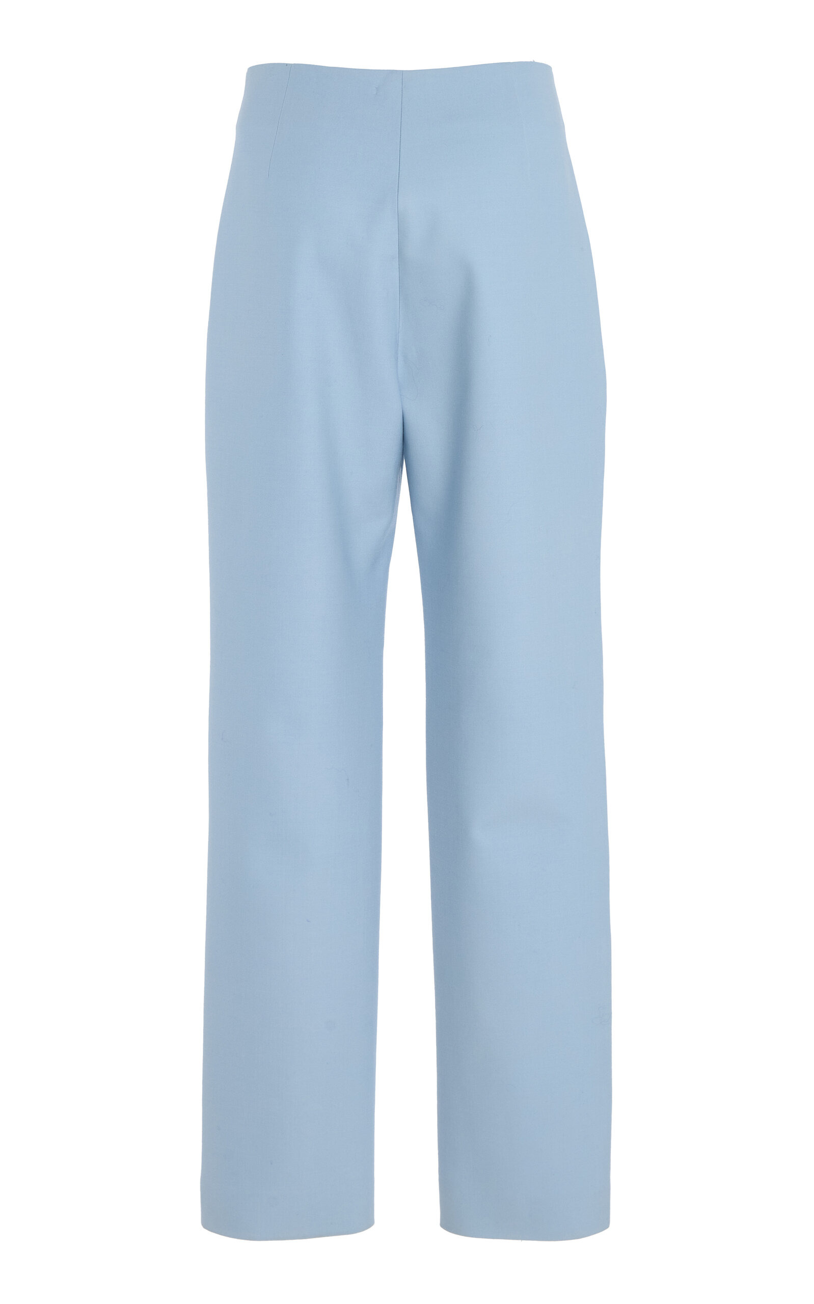 Button-Detailed Wool Straight-Leg Pants light blue - 3