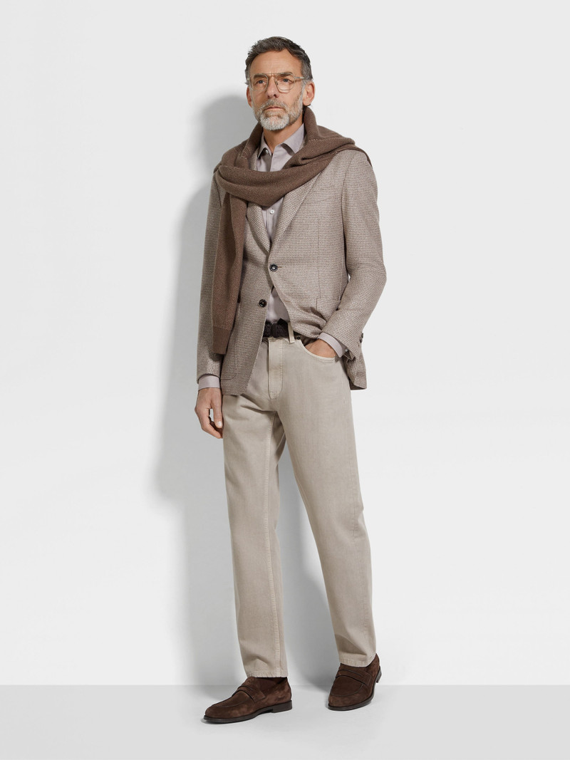 ZEGNA LIGHT BEIGE AND LIGHT TAUPE SILK AND CASHMERE JACKET outlook