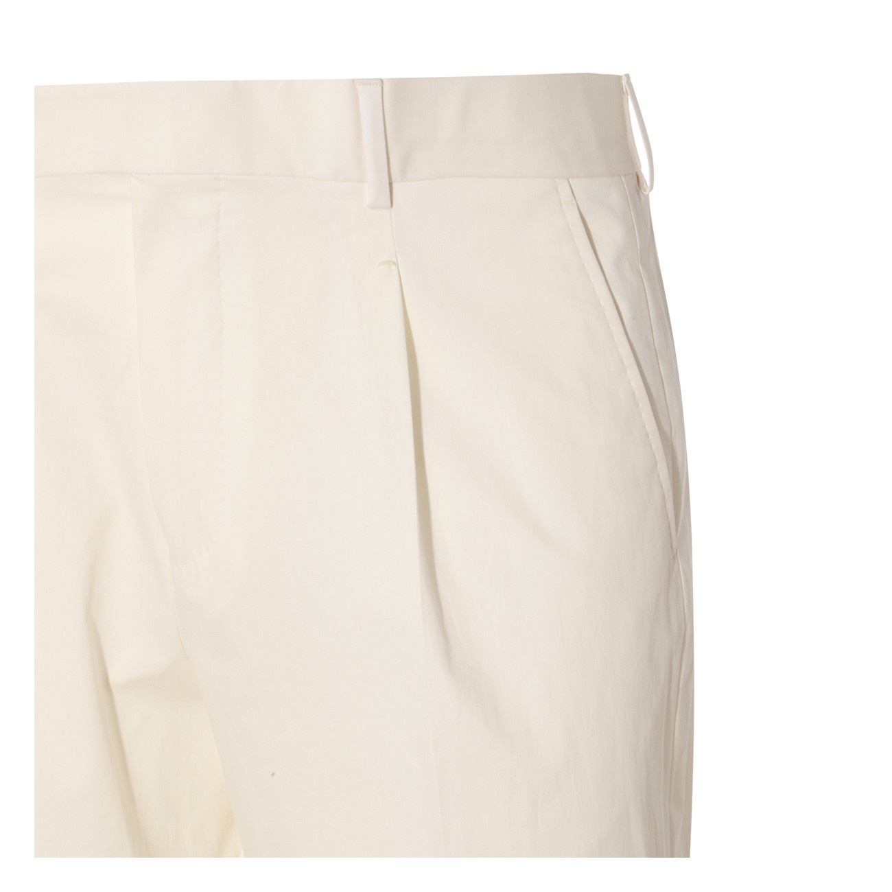 white cotton blend trousers - 3