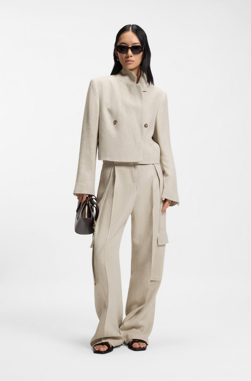 BOSS OVERSIZE-FIT BLAZER IN A HERRINGBONE-PATTERNED LINEN BLEND outlook